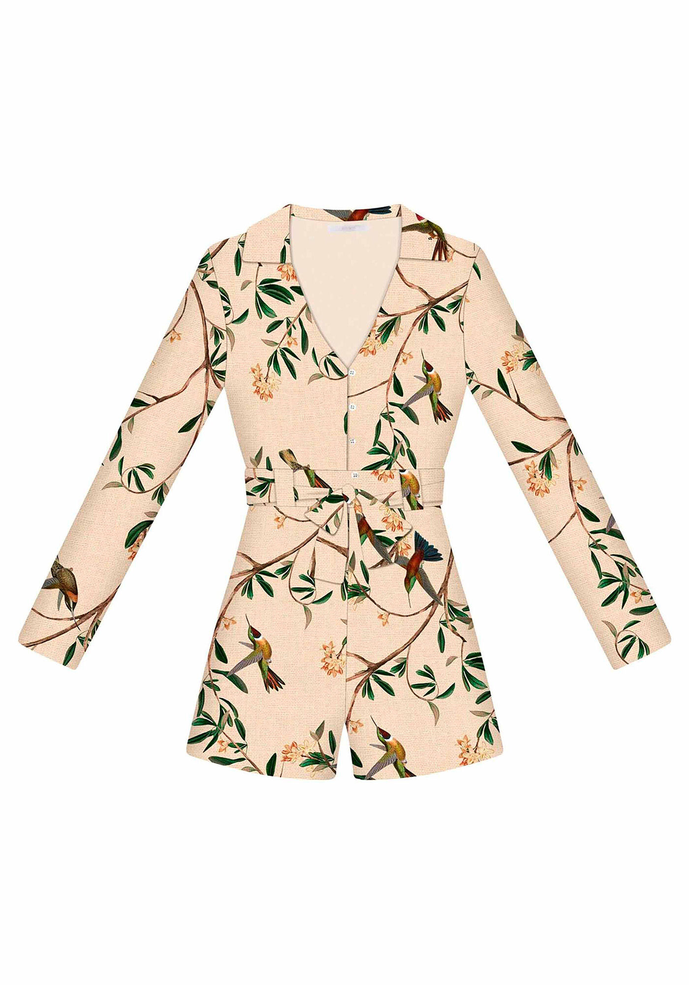 Macac&atilde;o Curto Estampado Tecido, , large.