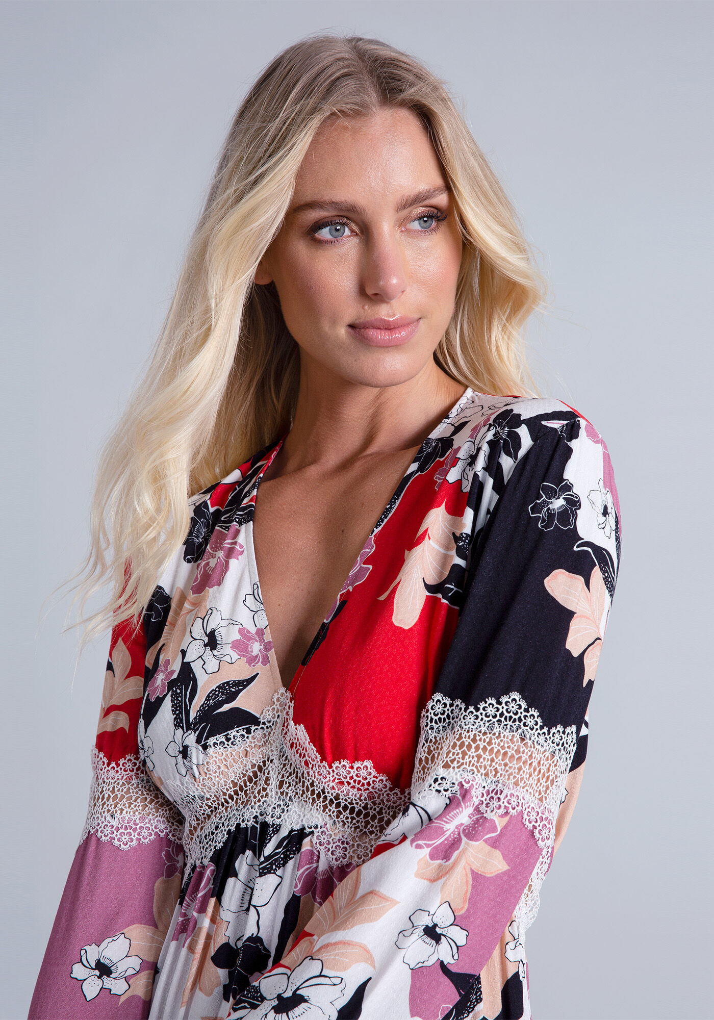 Vestido Manga Longa M&iacute;di Renda, , large.