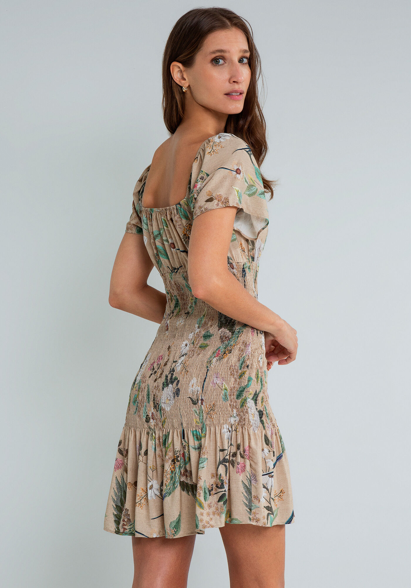 Vestido Franzido Lastex Estampada, , large.