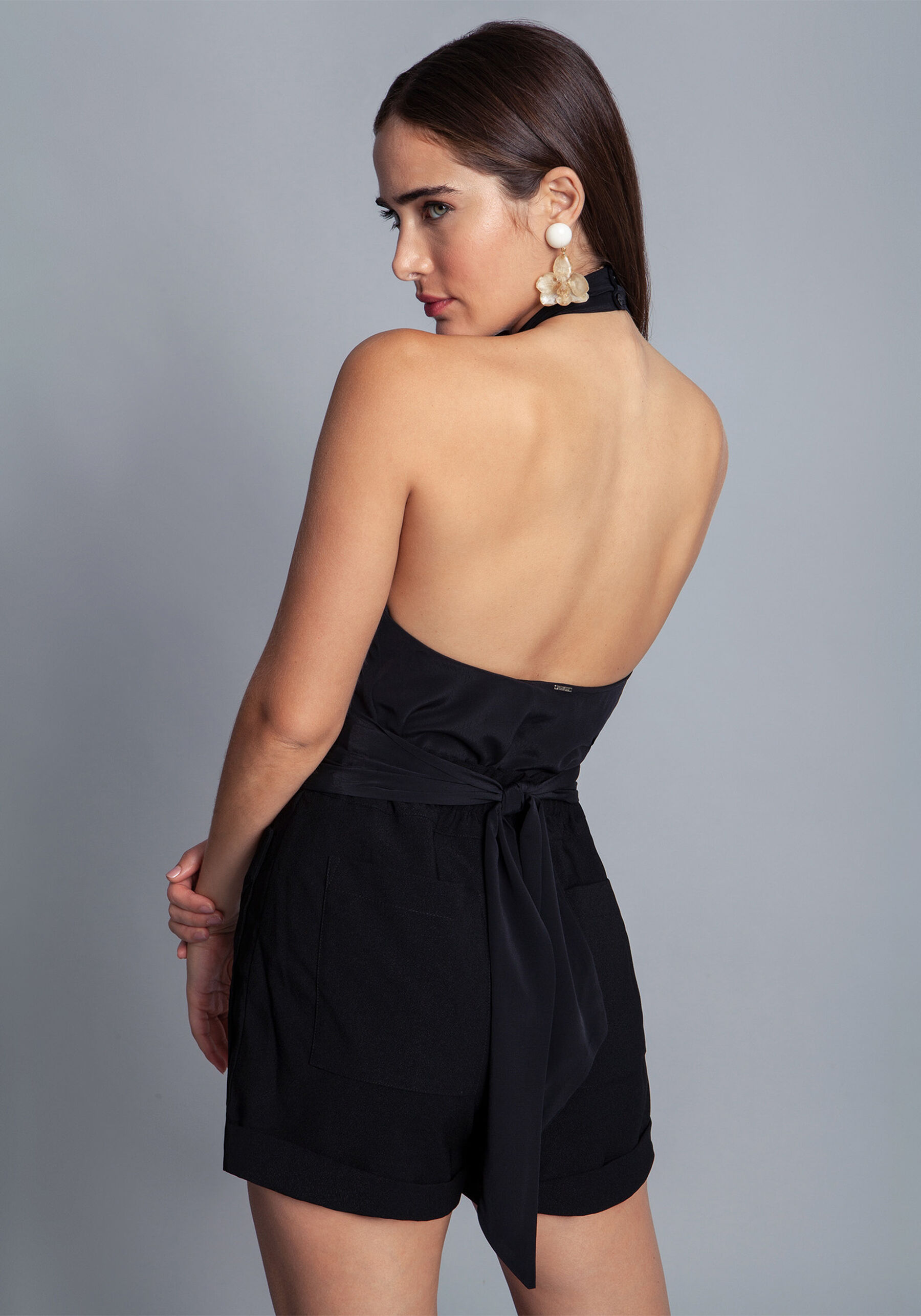Blusa Tecido Poly Marocain, PRETO. Blusa Tecido Poly Marocain, PRETO, large.