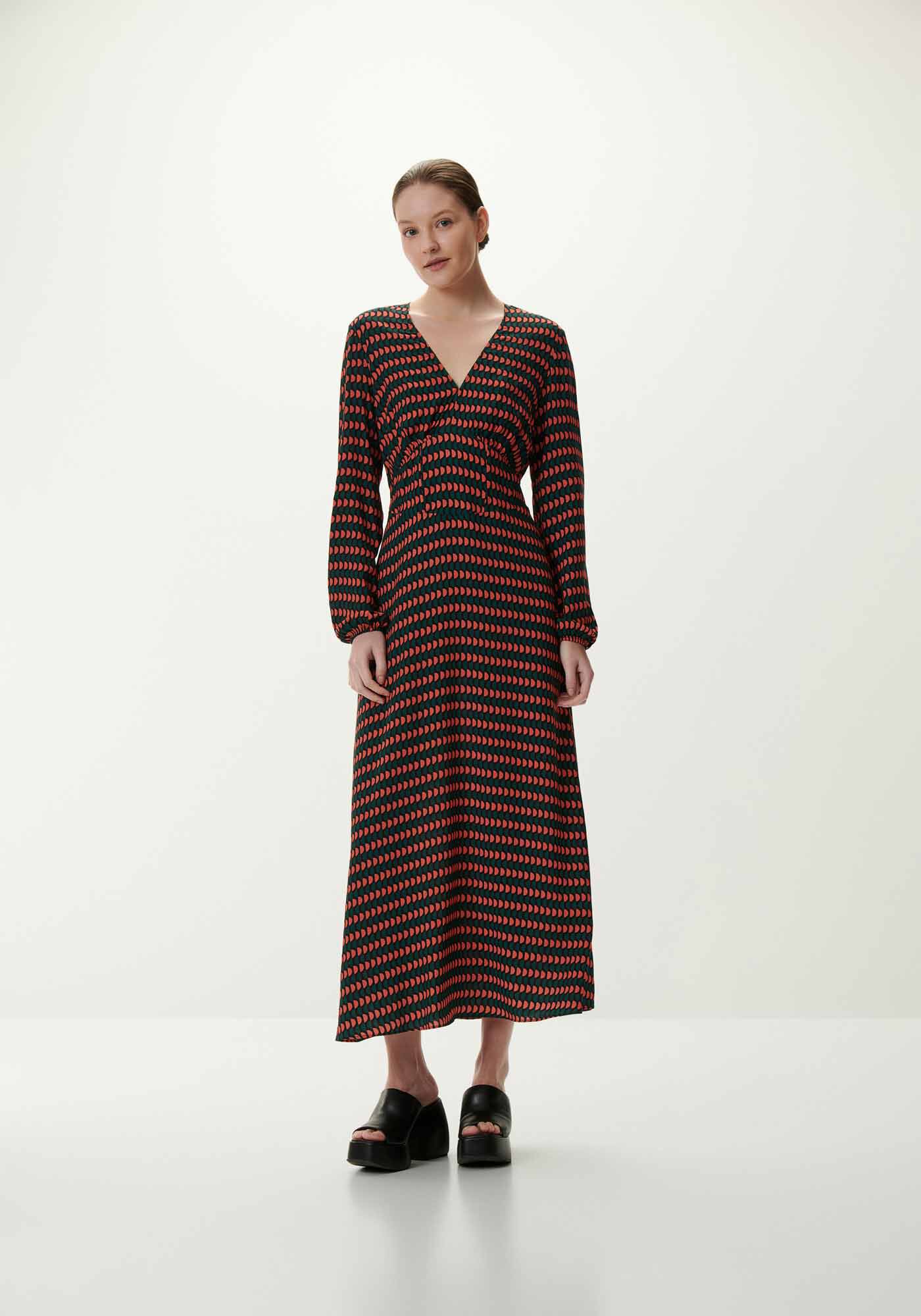 Vestido Estampado em Viscose com Manga Longa, , large.