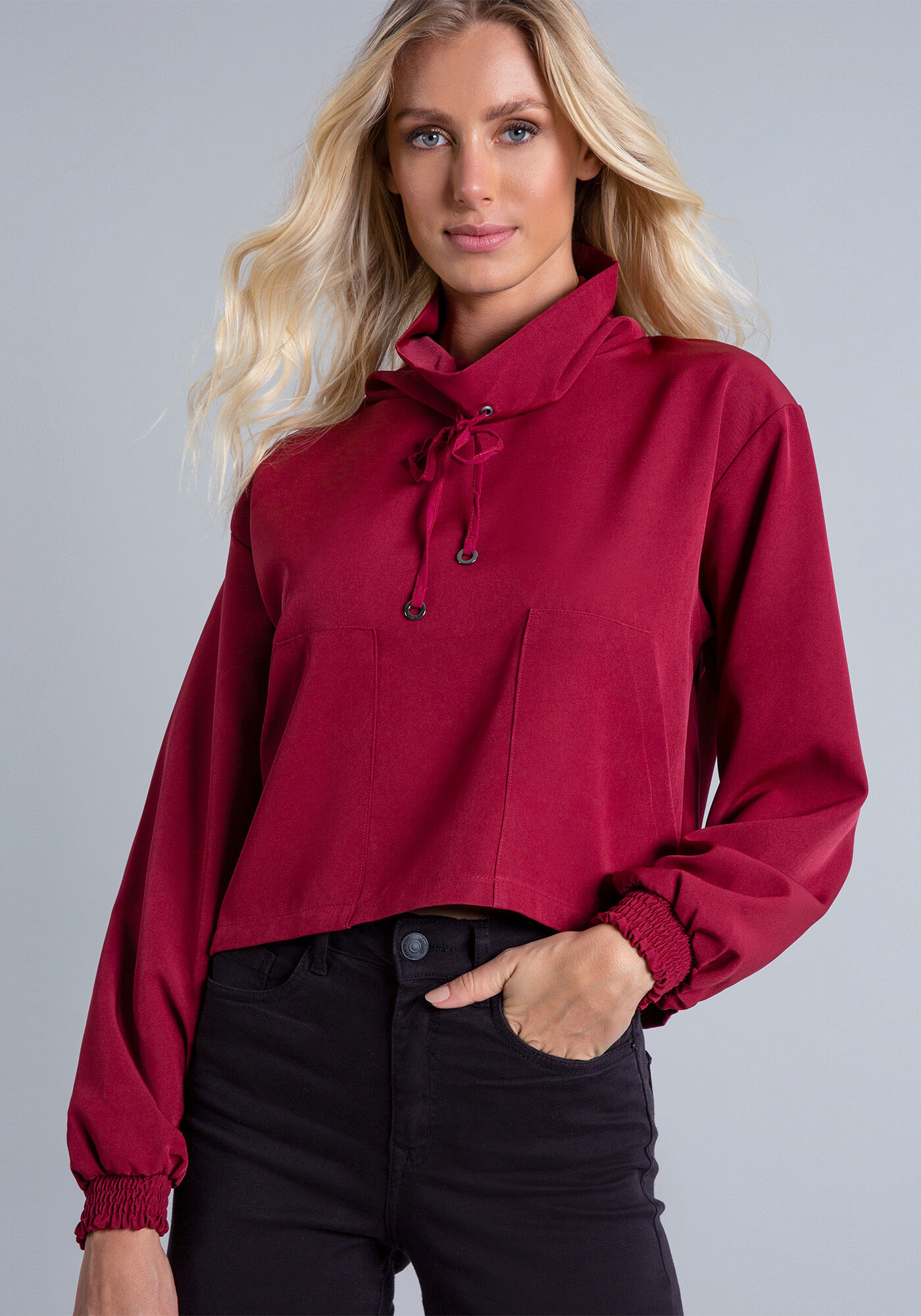 Blus&atilde;o Gola Alta Amplo, , large.