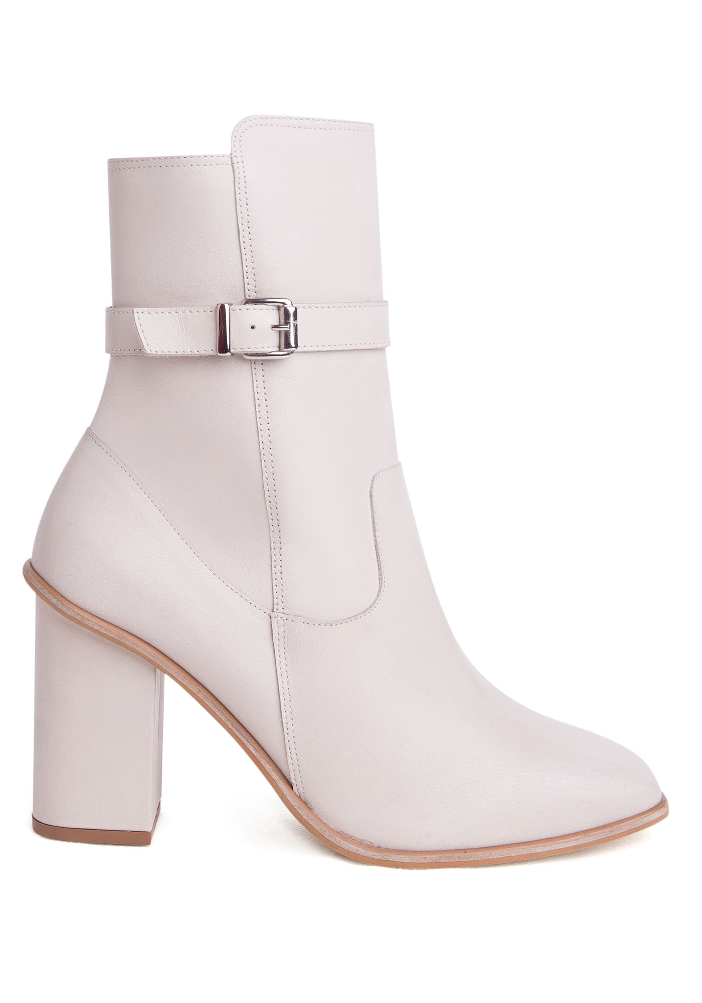 Bota Salto Bloco em Couro com Fivela, , large.