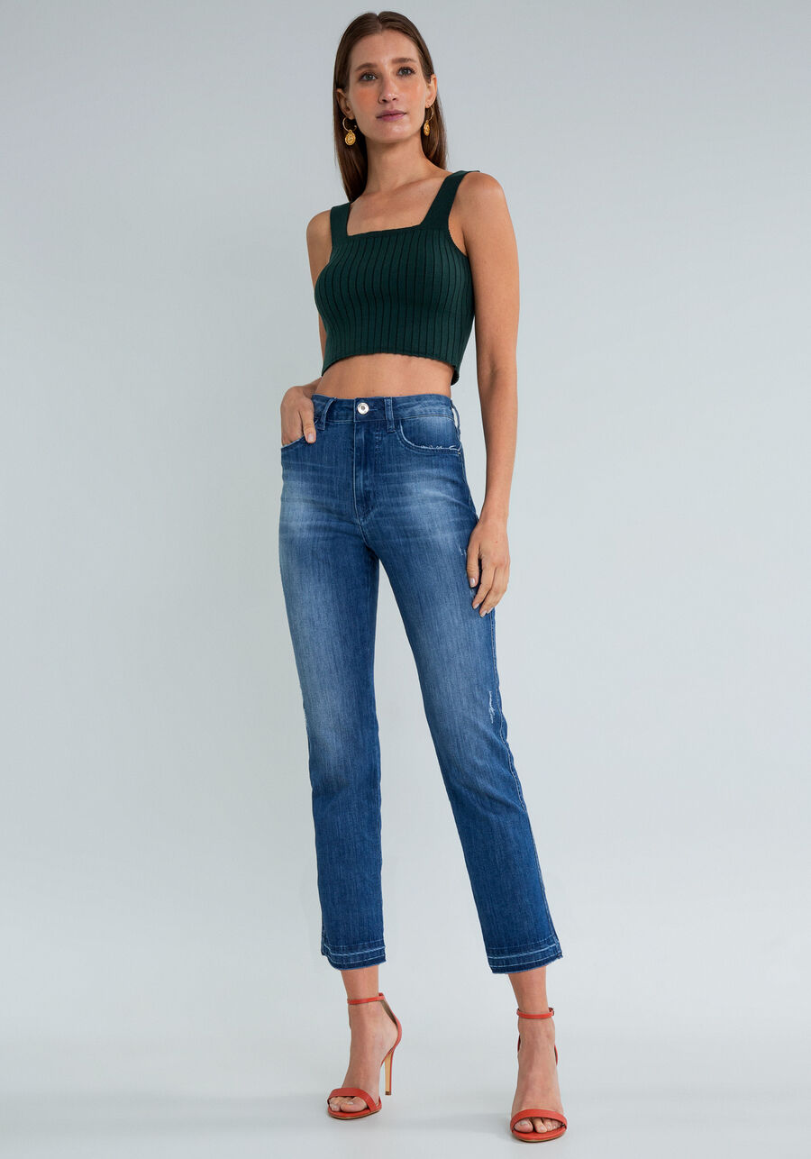 Calça Jeans Reta Cropped Tulum Elastic, . Calça Jeans Reta Cropped Tulum Elastic, , large.