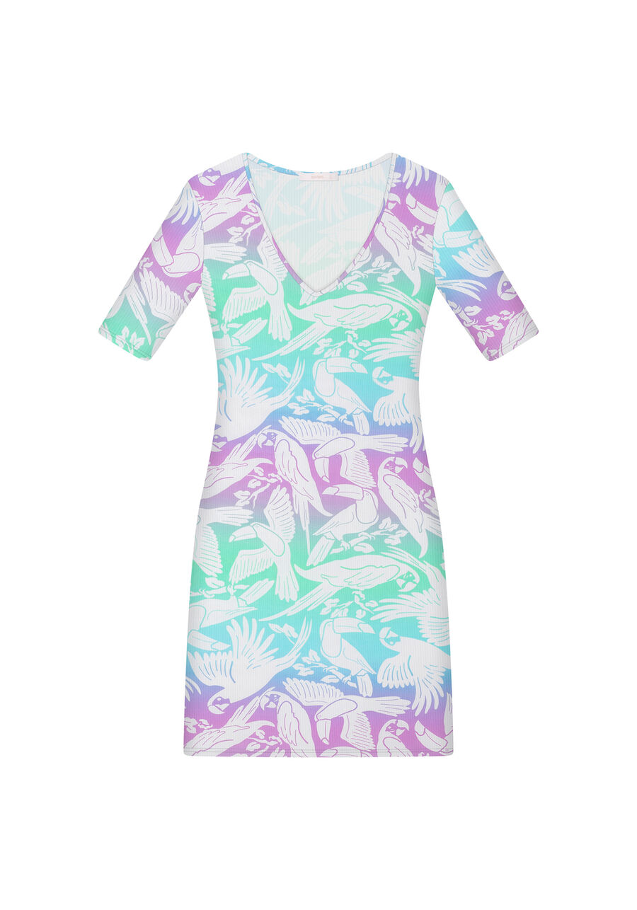 Vestido Decote V Justo Estampa, . Vestido Decote V Justo Estampa, , large.