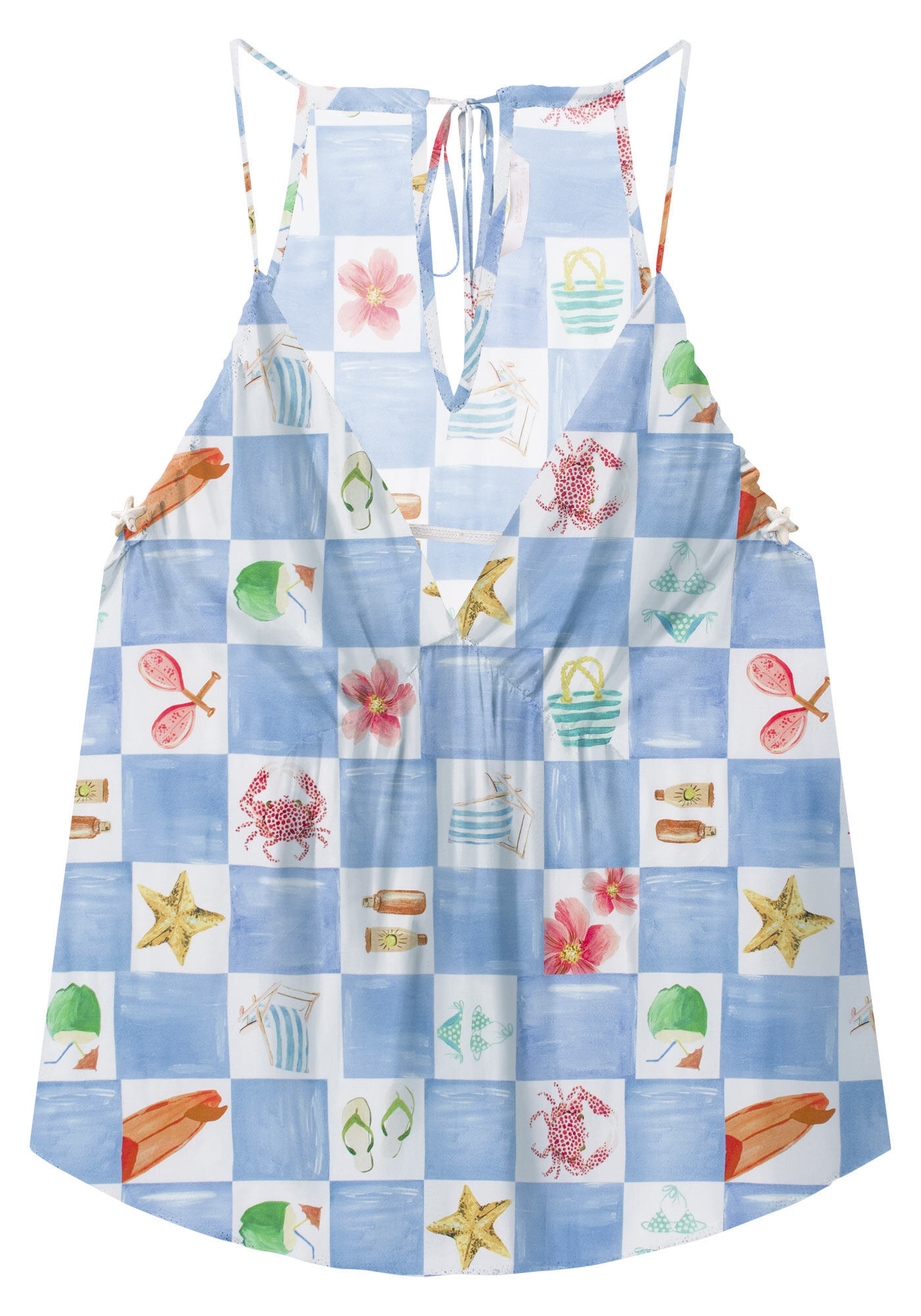 Blusa com Al&ccedil;as em Viscose com Franzido Decote, LITORAL, large.