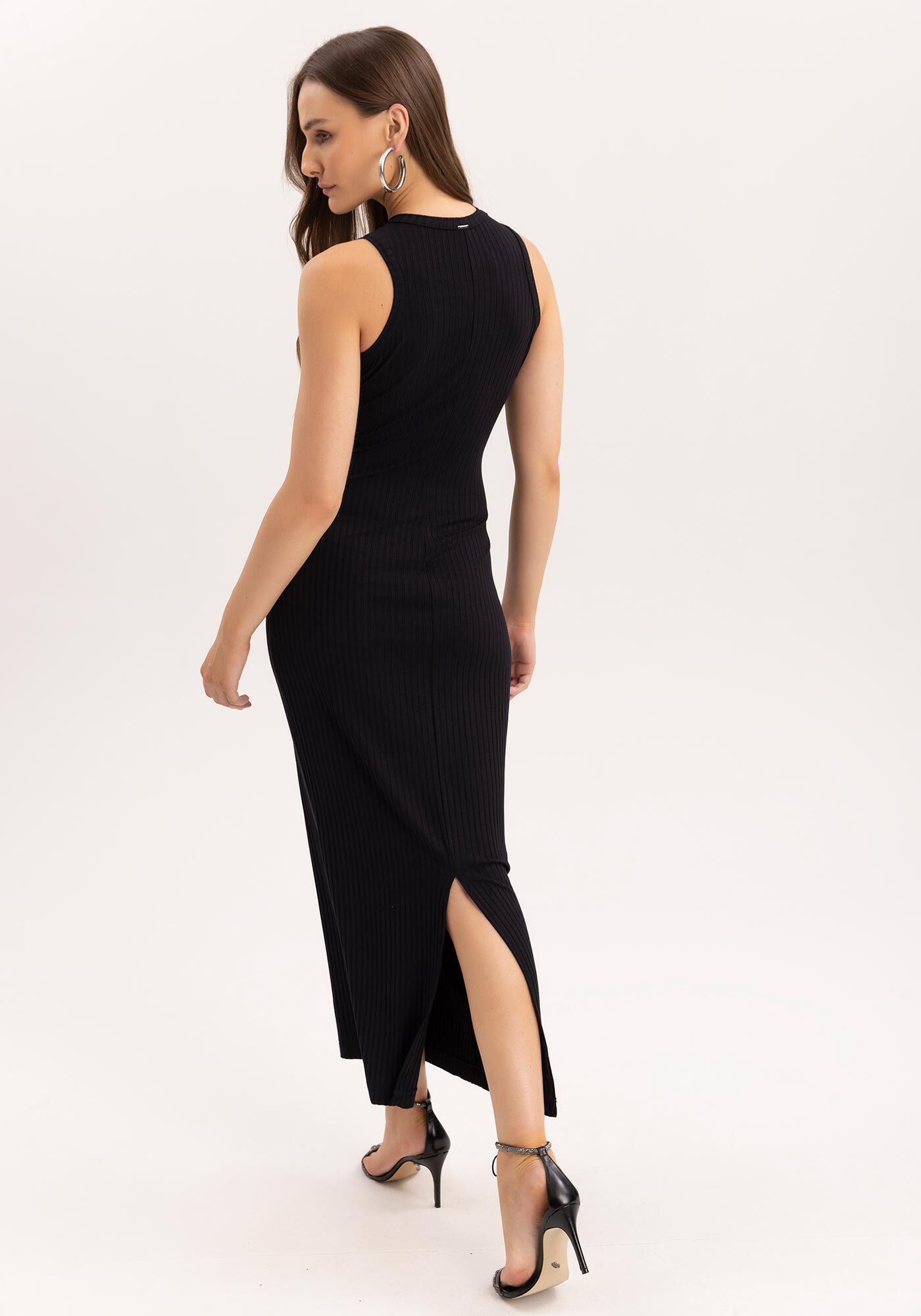 Vestido Midi Canelado Halter Neck, , large.