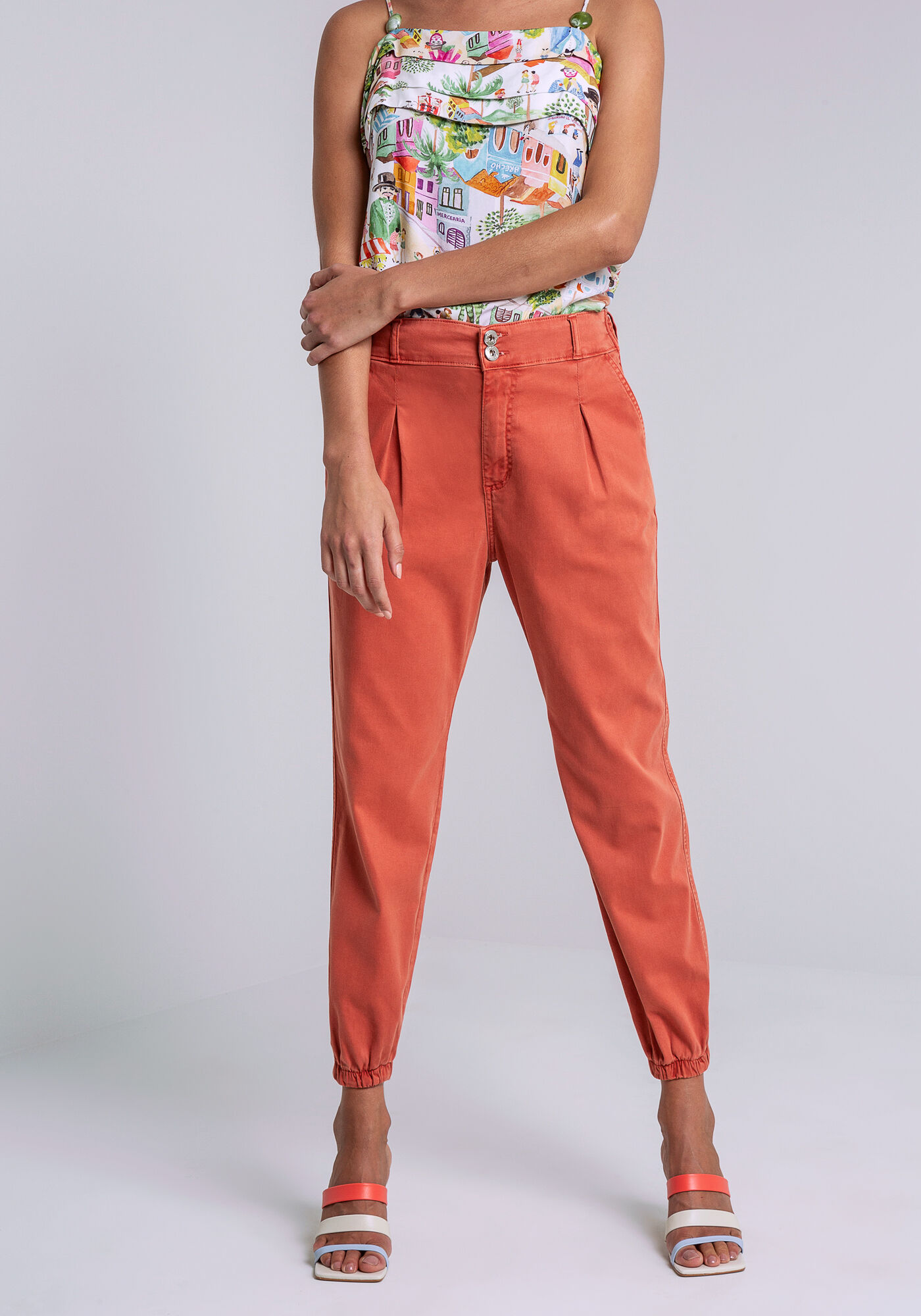 Cal&ccedil;a Sarja Jogging Cropped, LARANJA VERBENA, large.