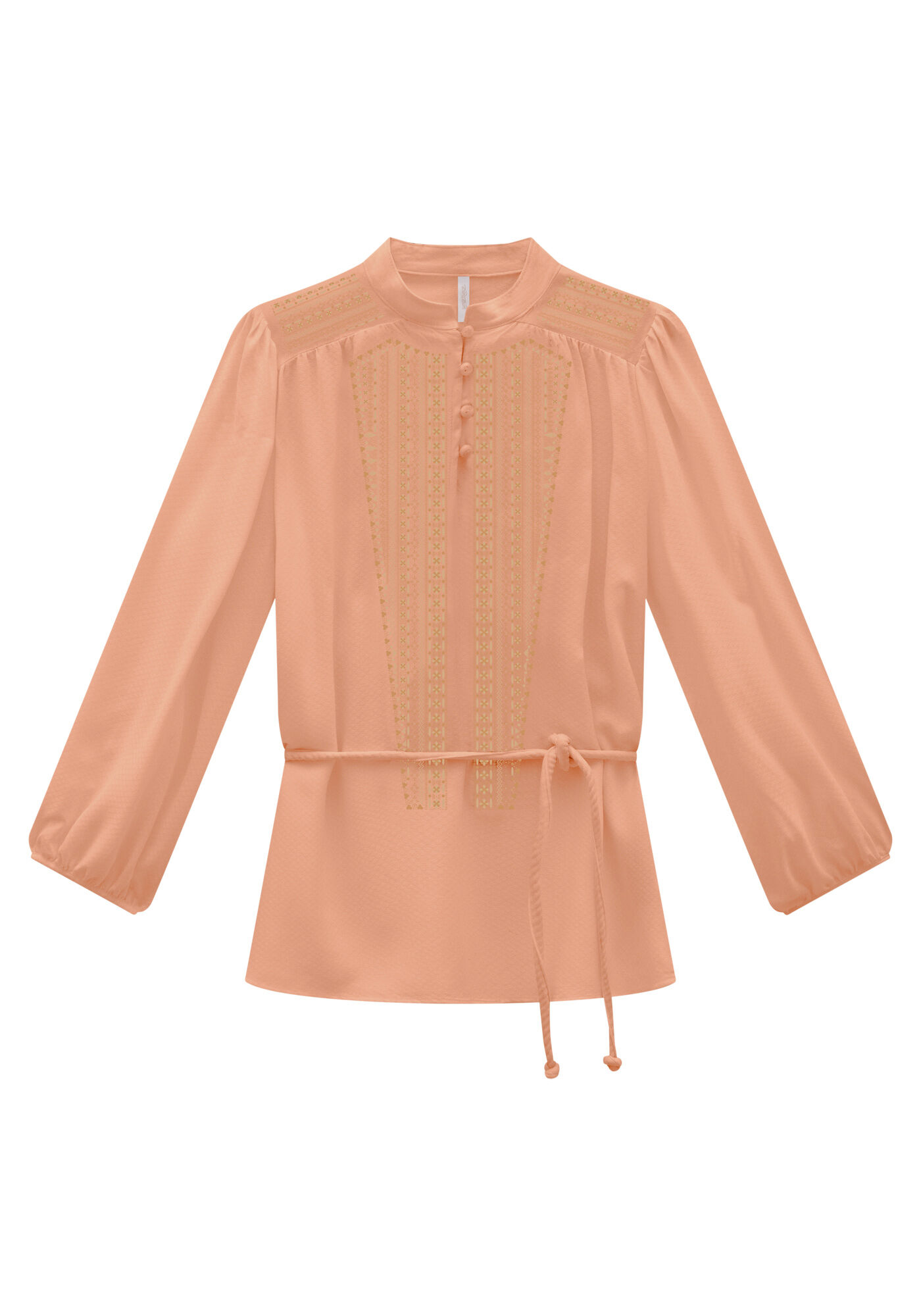 Blusa Bordada em Viscose com Cinto, , large.