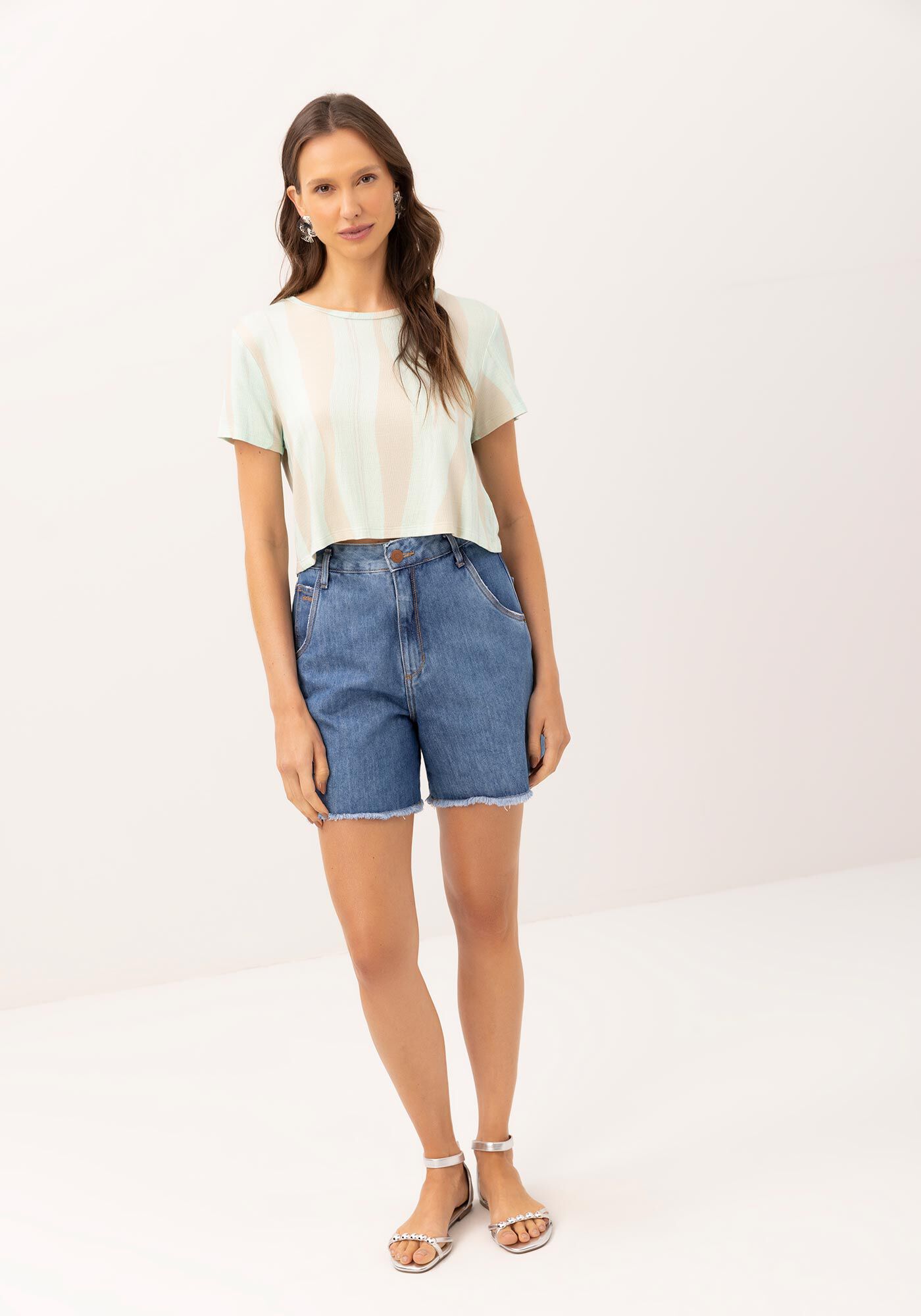 Blusa Manga Curta em Malha com Estampa Desert, , large.