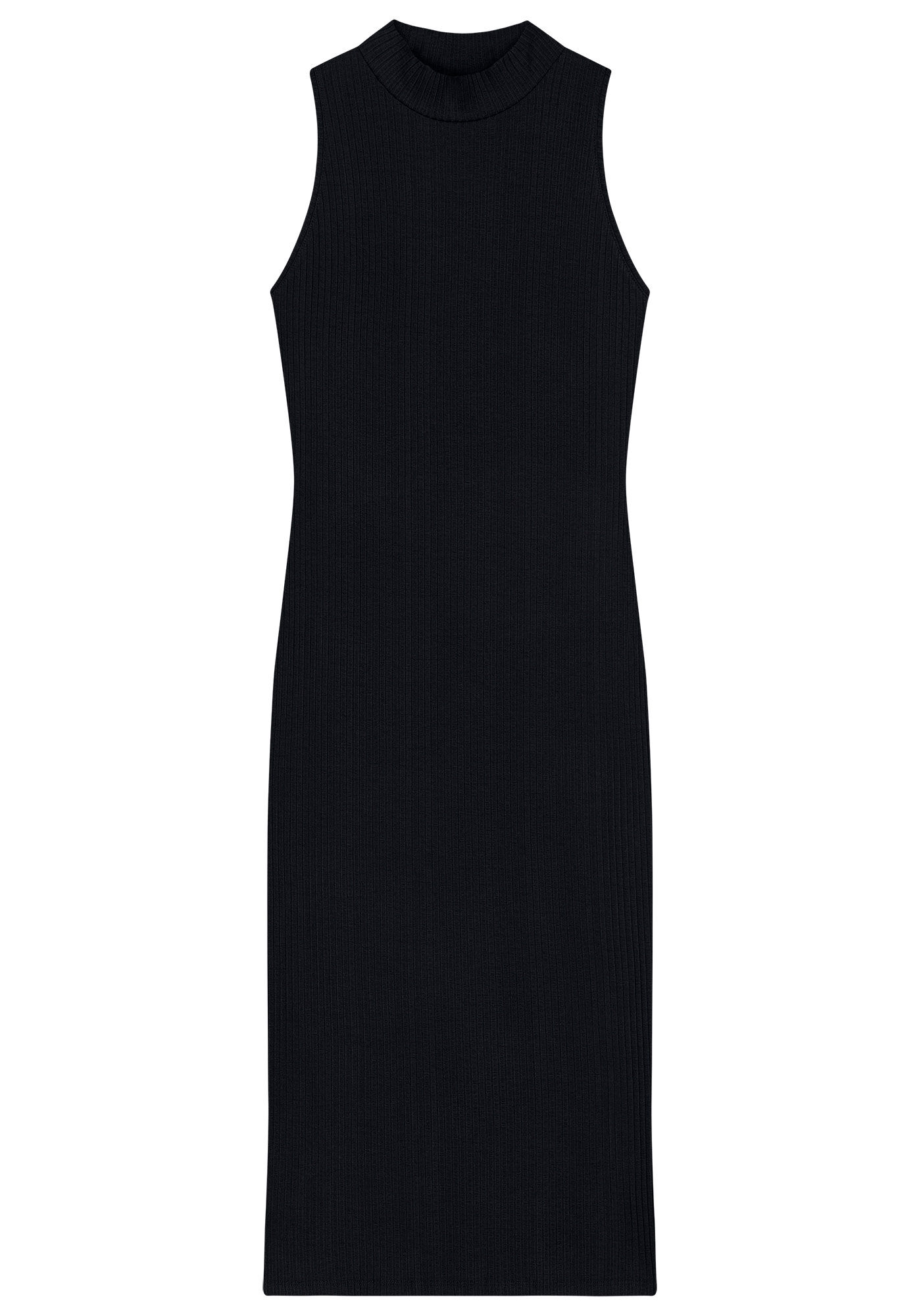 Vestido Midi Canelado com Gola Alta, , large.