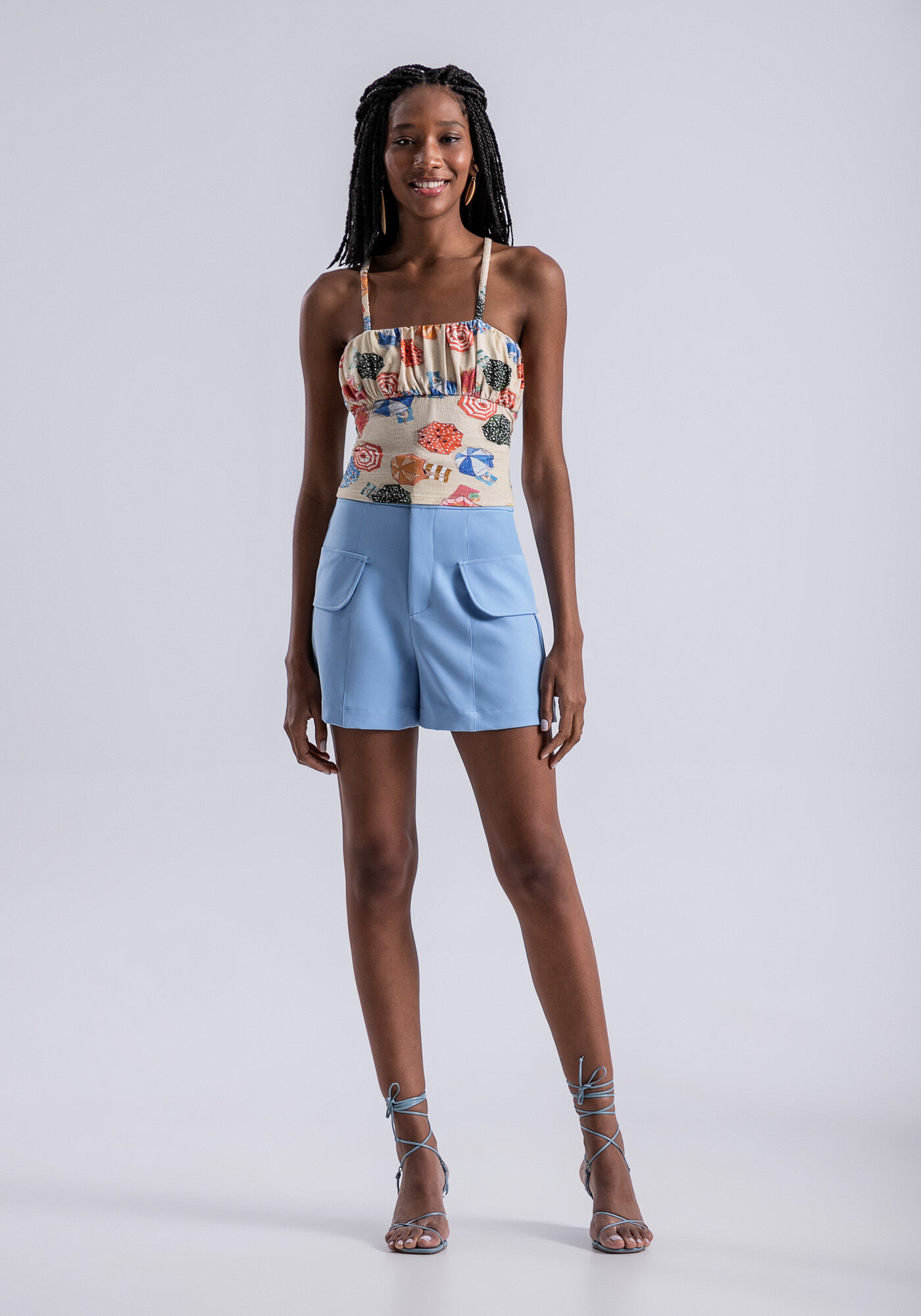 Blusa Busto Balon&ecirc; em Malha com Recorte Costas, , large.