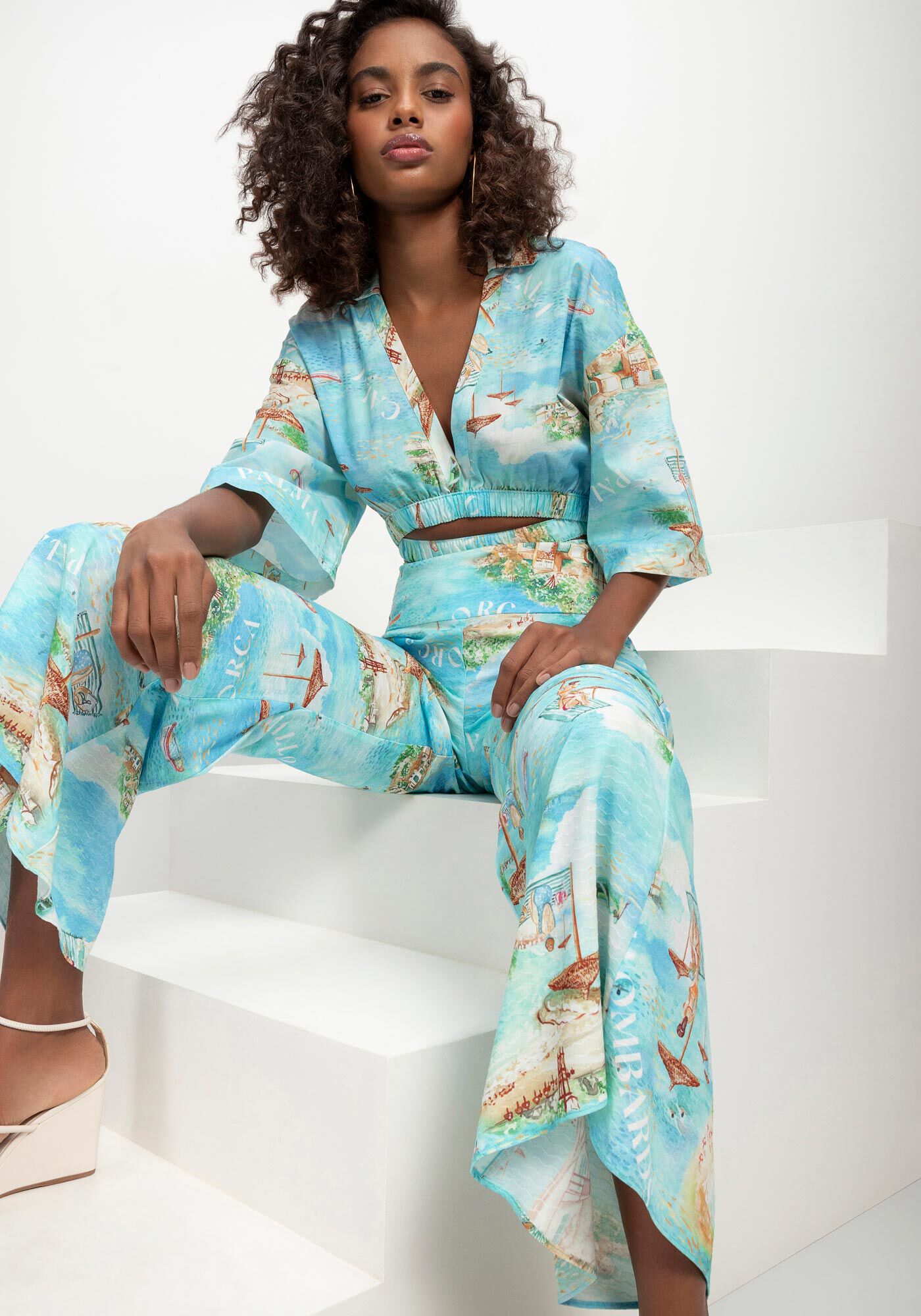 Calça flare de malha hotsell estampada