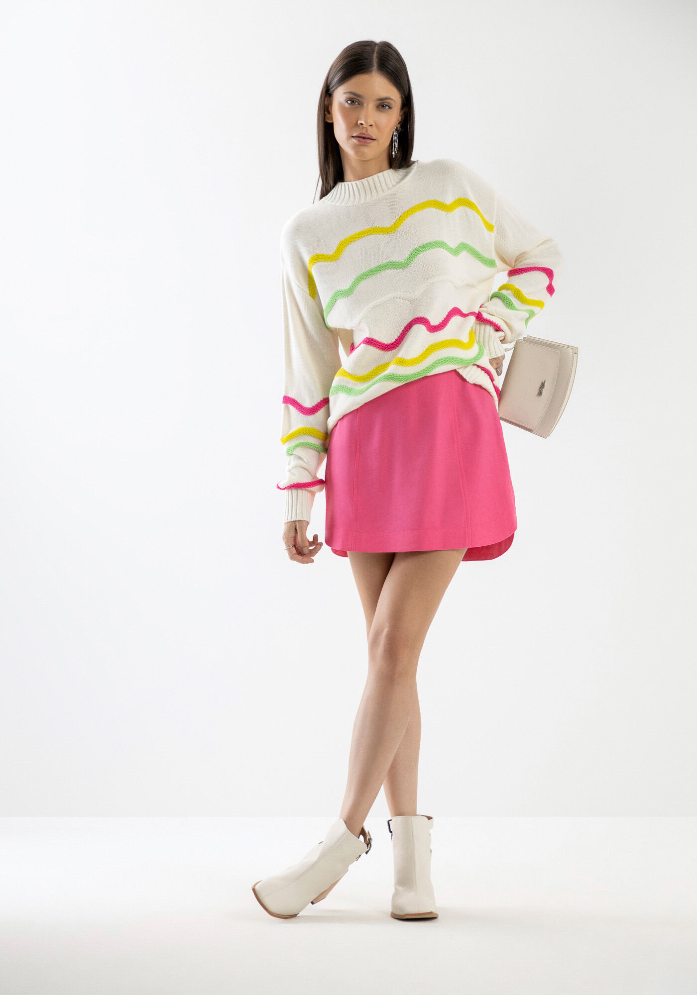 Saia Curta Minimal com Cintura Alta, , large.