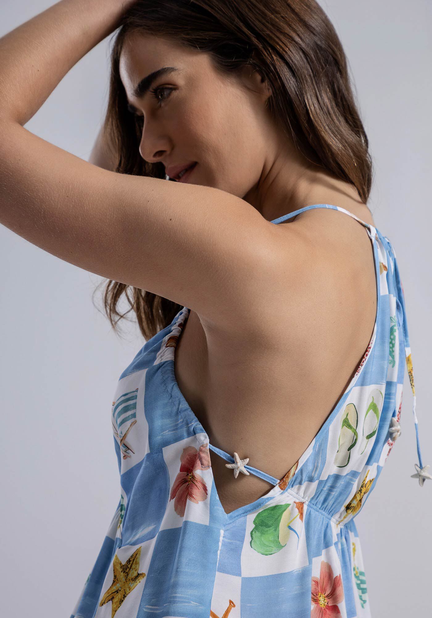 Blusa com Al&ccedil;as em Viscose com Franzido Decote, LITORAL, large.