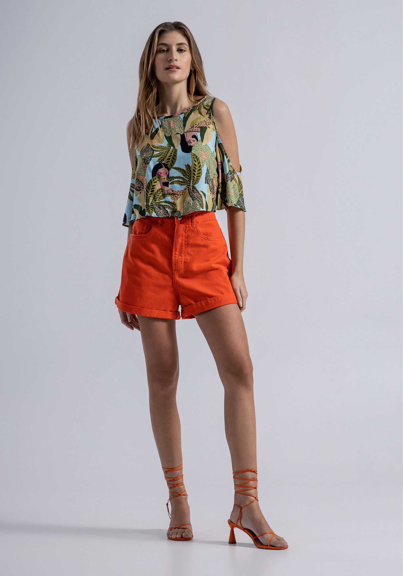 Shorts Sarja Mom com Cintura Super Alta, , large.