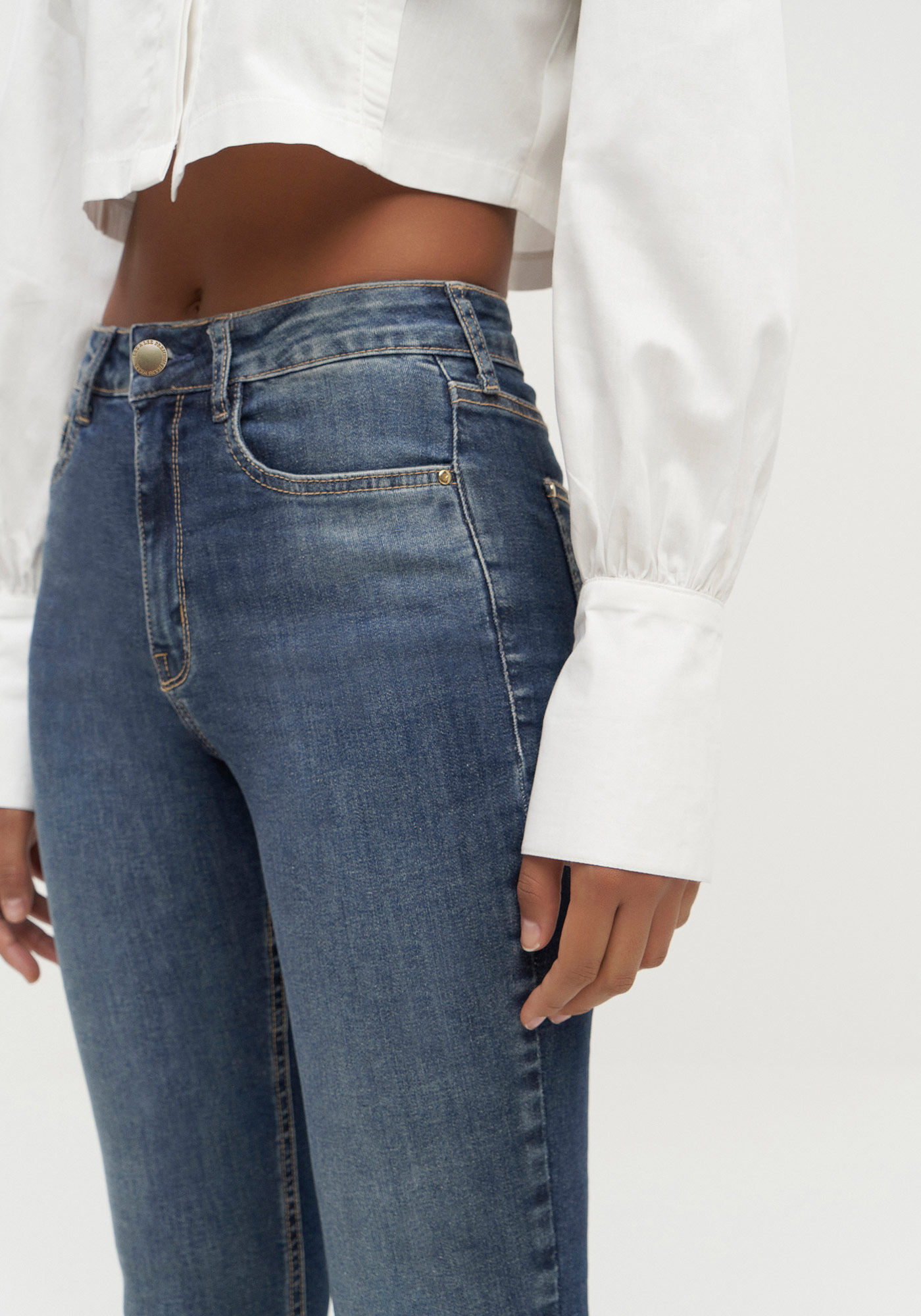 Cal&ccedil;a Jeans Skinny com Cintura Alta, JEANS, large.