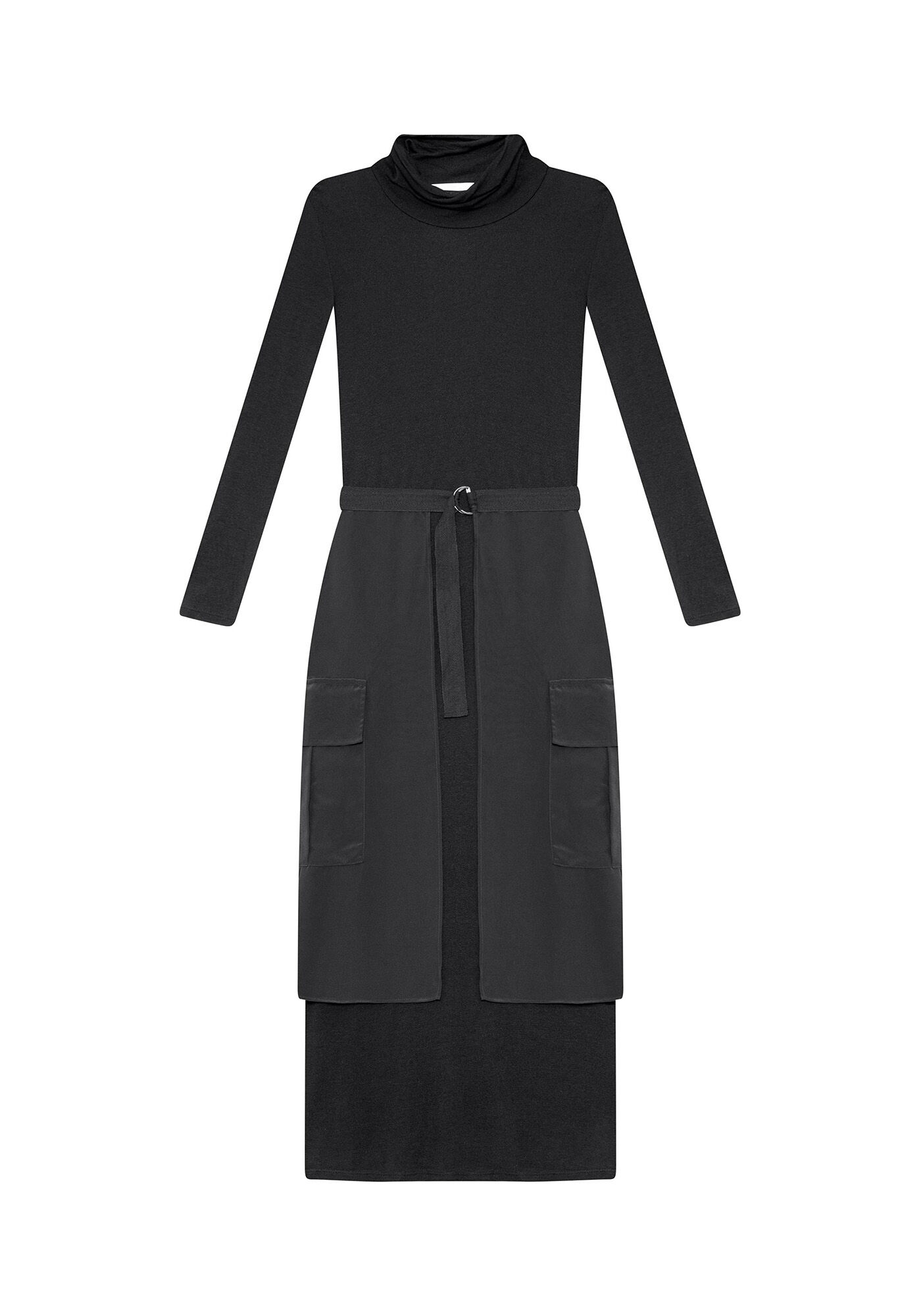 Vestido M&iacute;di Sobreposi&ccedil;&atilde;o Saia, , large.