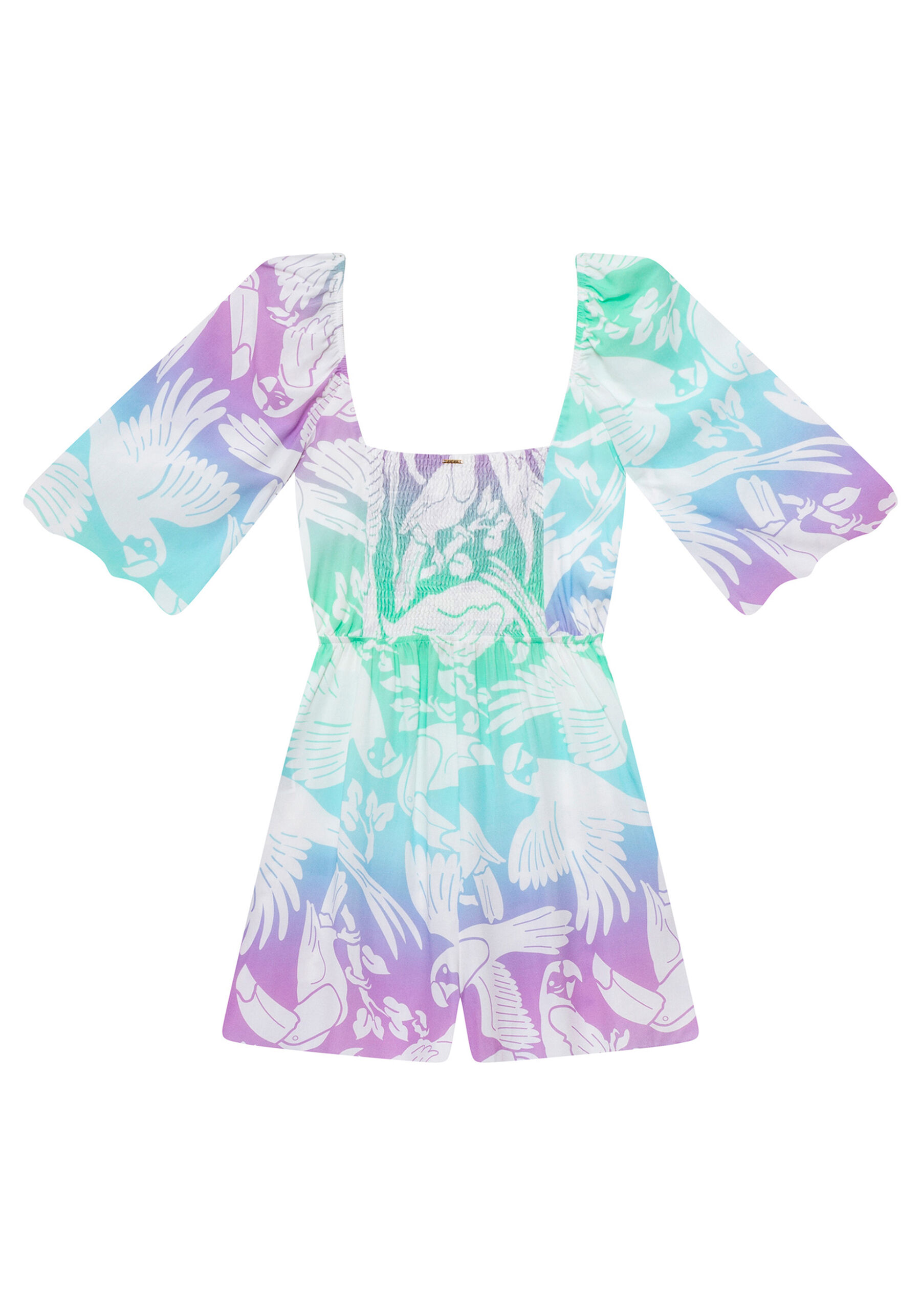 Macacão Curto Mangas Sino Estampa, . Macacão Curto Mangas Sino Estampa, , large.