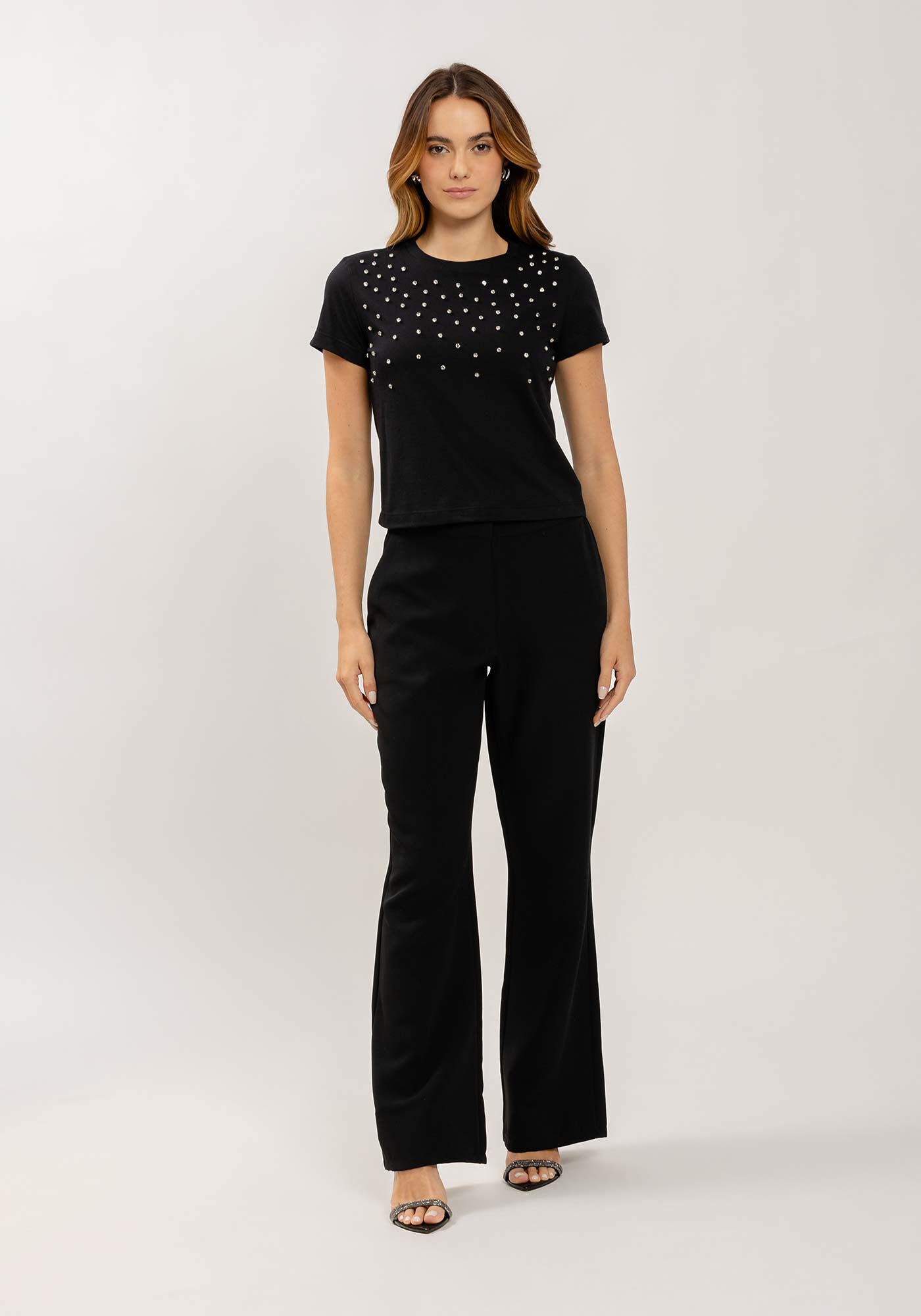 T-shirt em Malha Prime com M&aacute;xi Strass, , large.