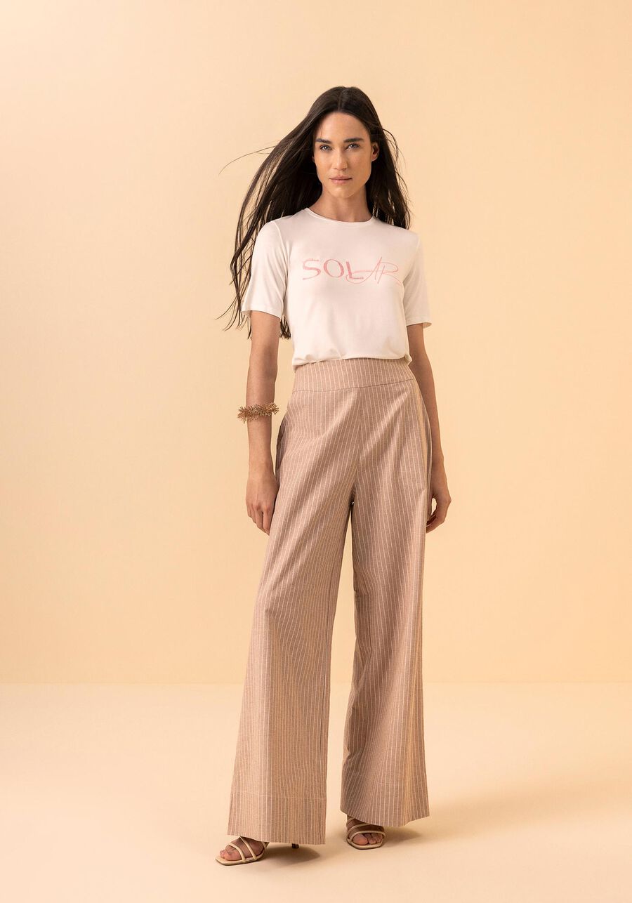 Blusa T-shirt Com Estampa Localizada De Mangas Curtas, BRANCO OFF WHITE. Blusa T-shirt Com Estampa Localizada De Mangas Curtas, BRANCO OFF WHITE, large.
