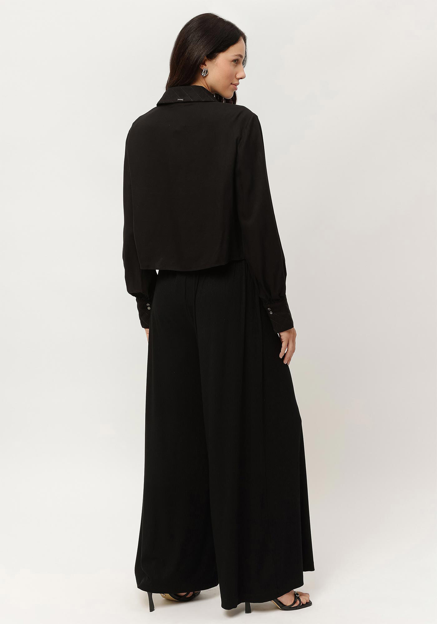 Camisa em Viscose com Manga Longa Bufante, , large.