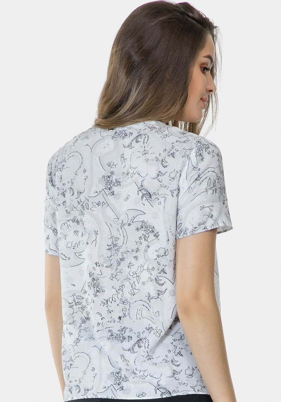 Blusa Estampada Cordão Tecido, , large.