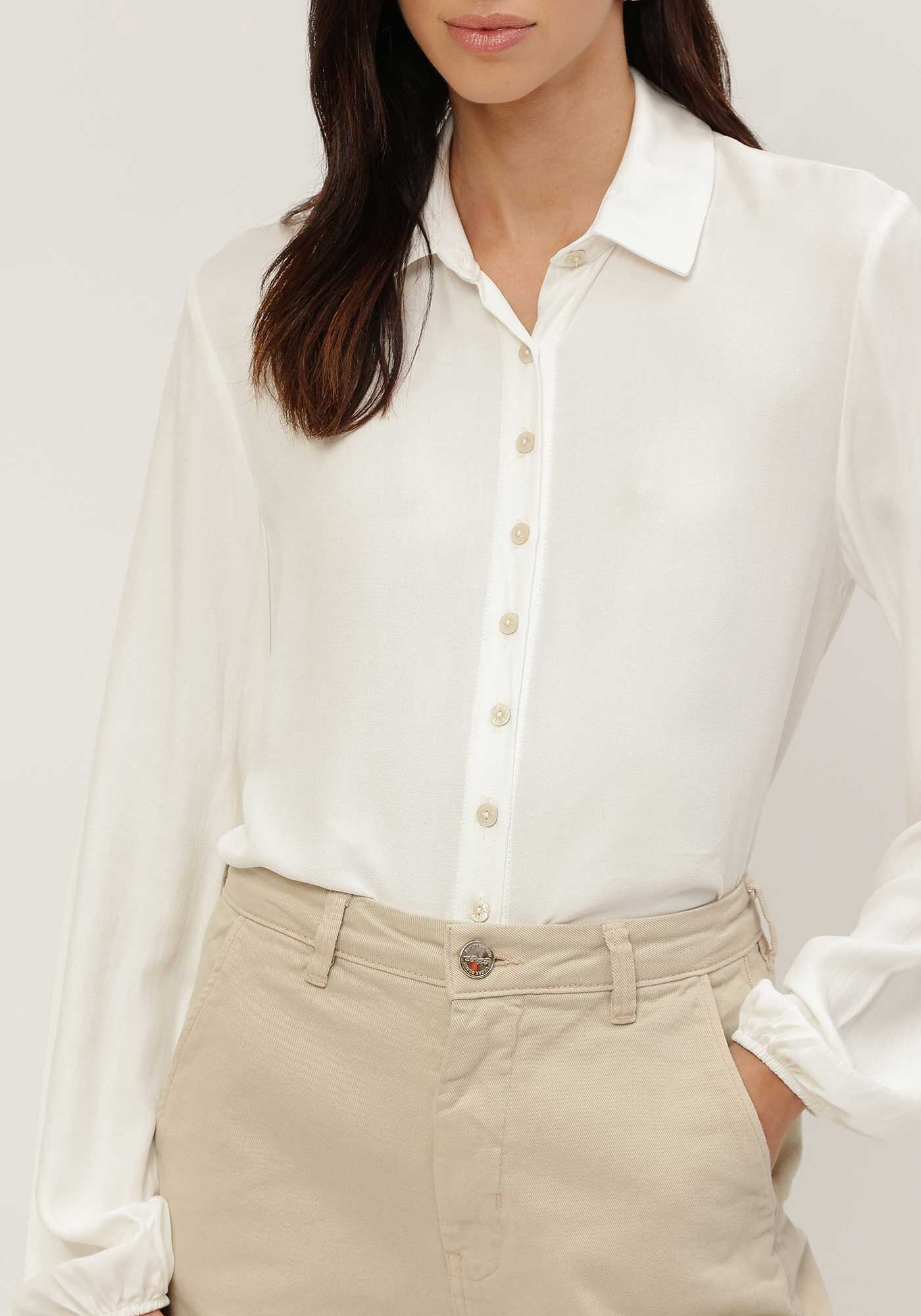 Camisa Manga Longa Bufante em Crepe, , large.