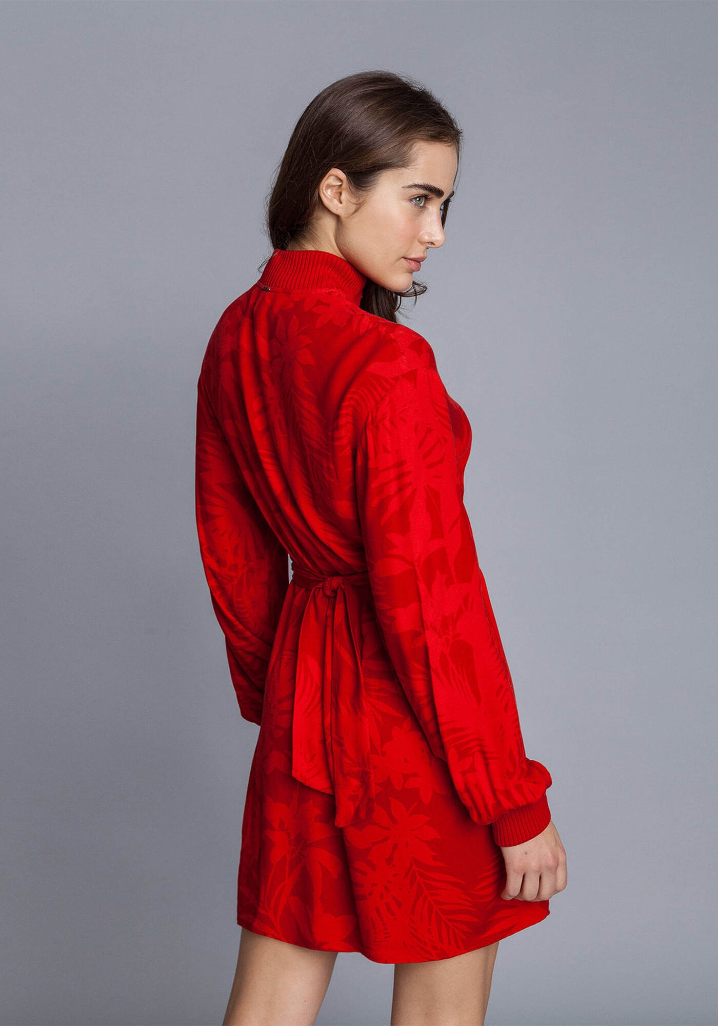 Vestido Gola Alta Z&iacute;per Estampa, , large.