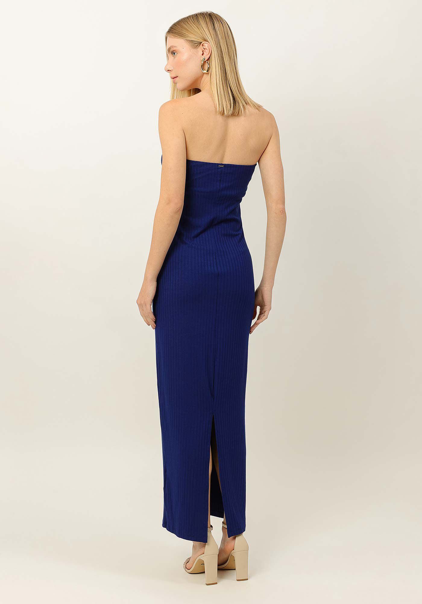 Vestido Midi Canelado Sem Al&ccedil;a, , large.