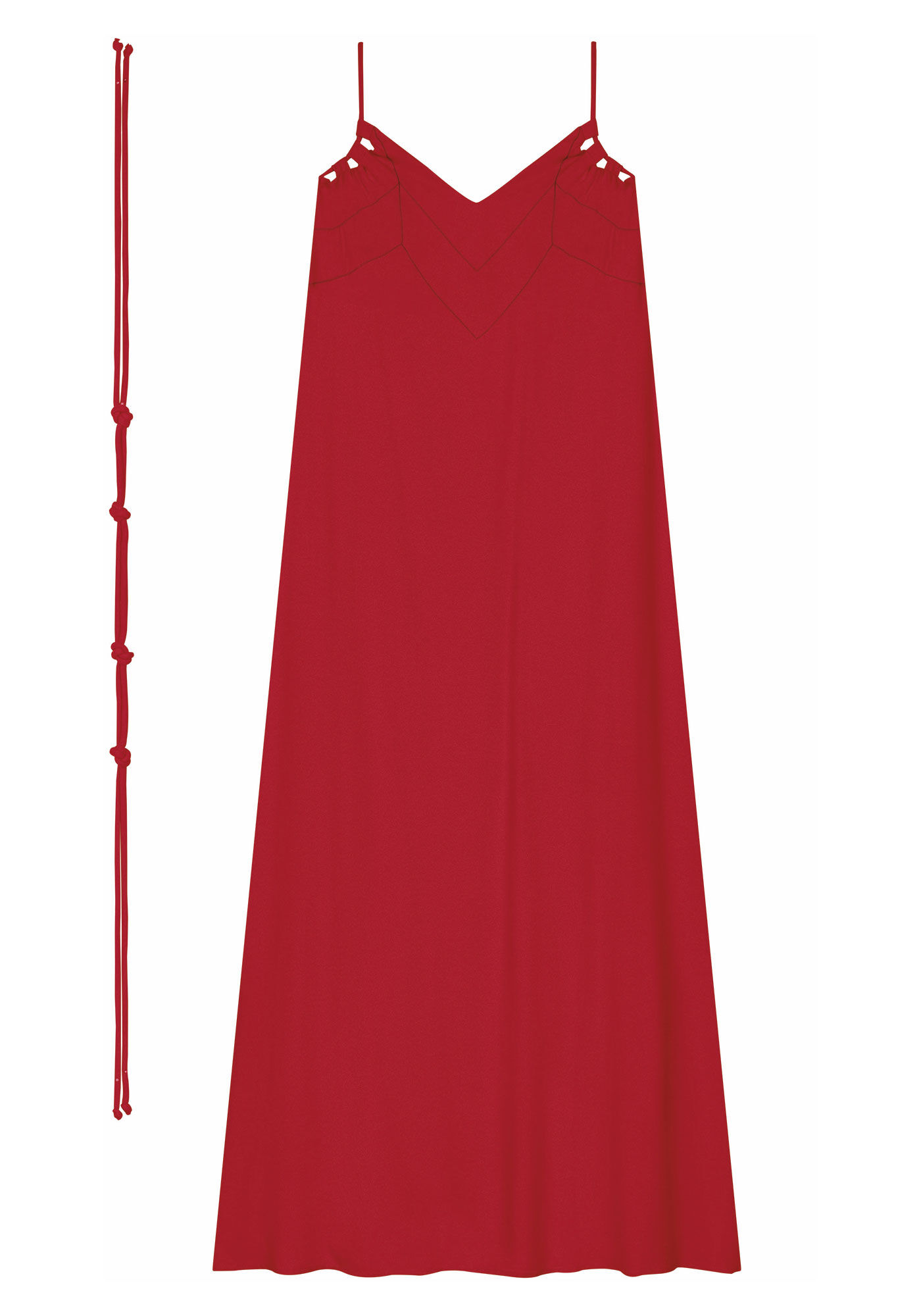 Vestido Longo Amplo em Crepe com Cinto Corda, , large.