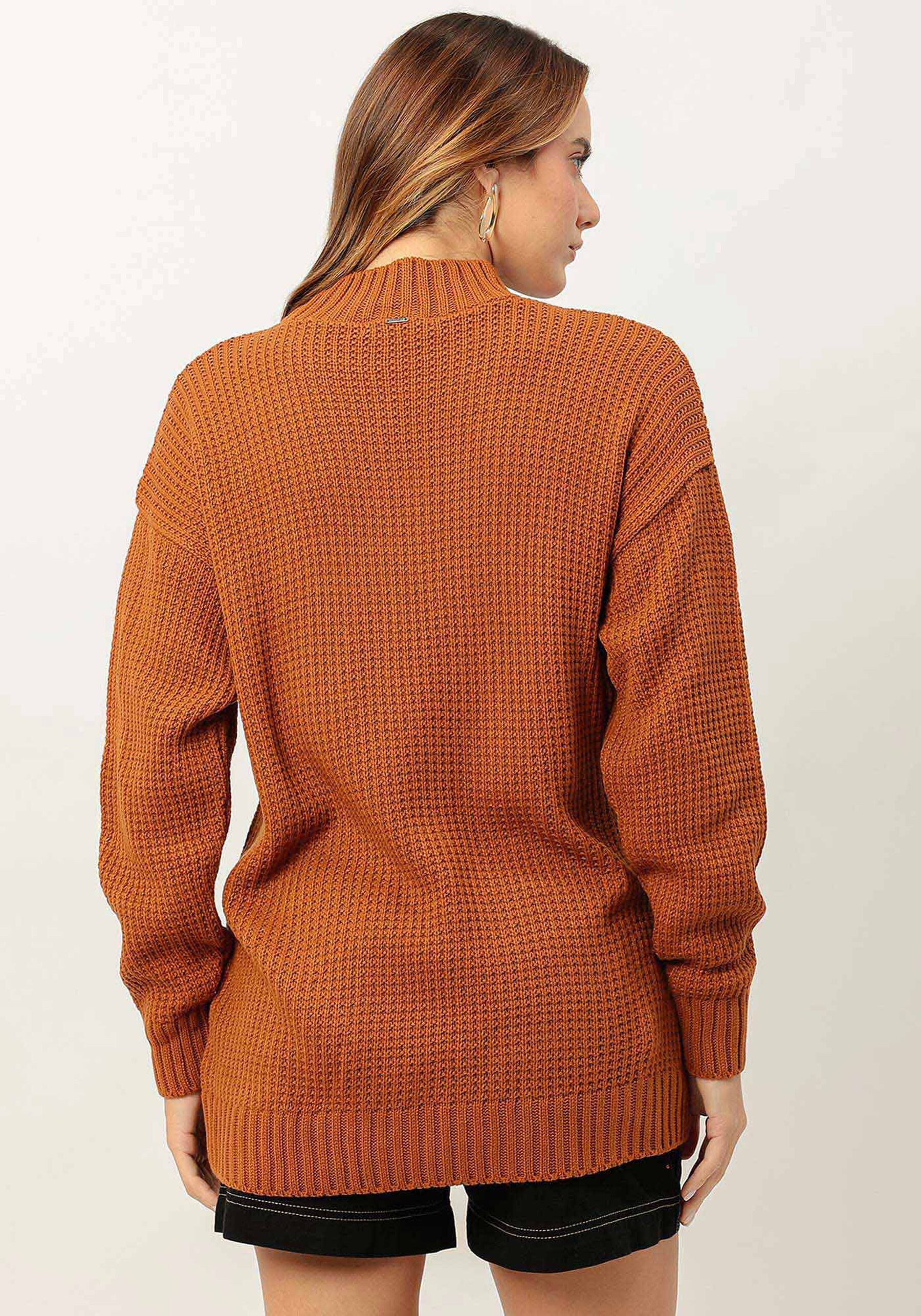 Blusão em Tricô Texturizado com Barra Transpassada, . Blusão em Tricô Texturizado com Barra Transpassada, , large.