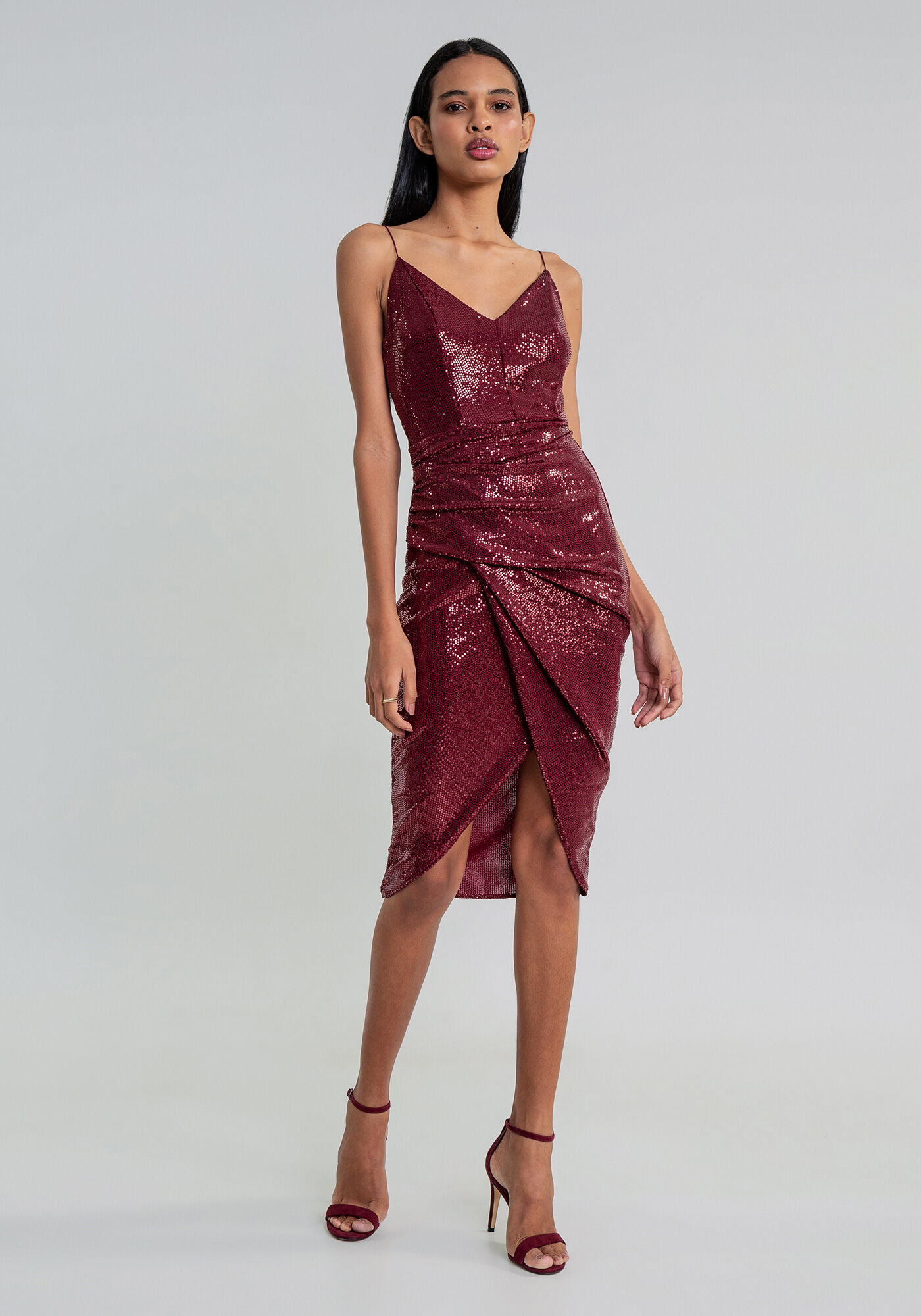 Vestido Malha Paet&ecirc; Midi, , large.