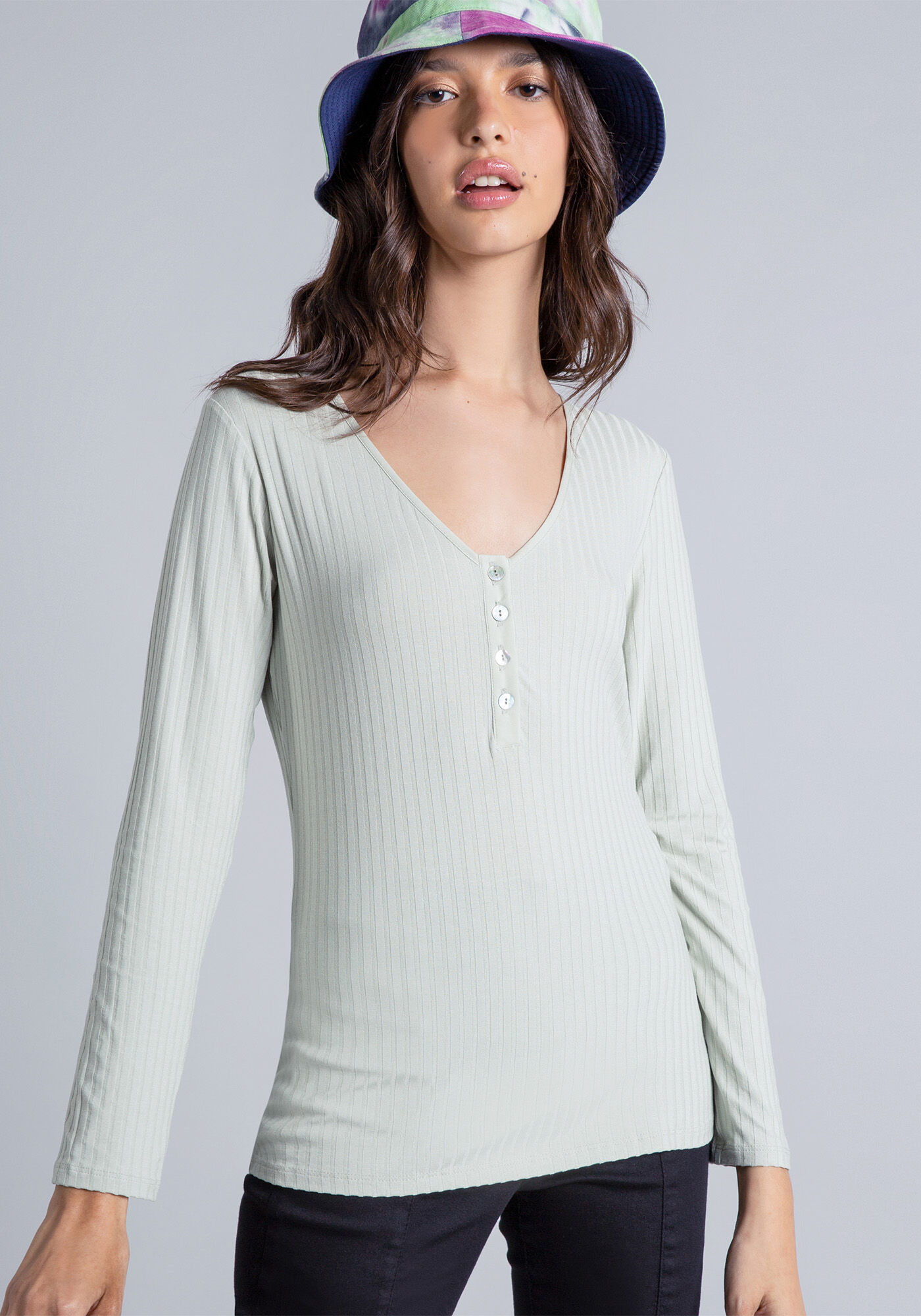 Blusa Manga Longa Bot&otilde;es, , large.