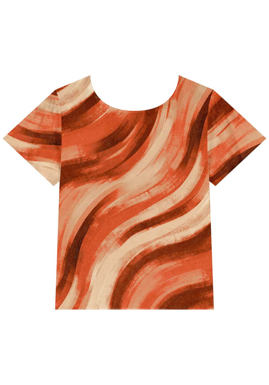 Blusa Estampada Básica De Mangas Curtas Em Viscose, . Blusa Estampada Básica De Mangas Curtas Em Viscose, , large.