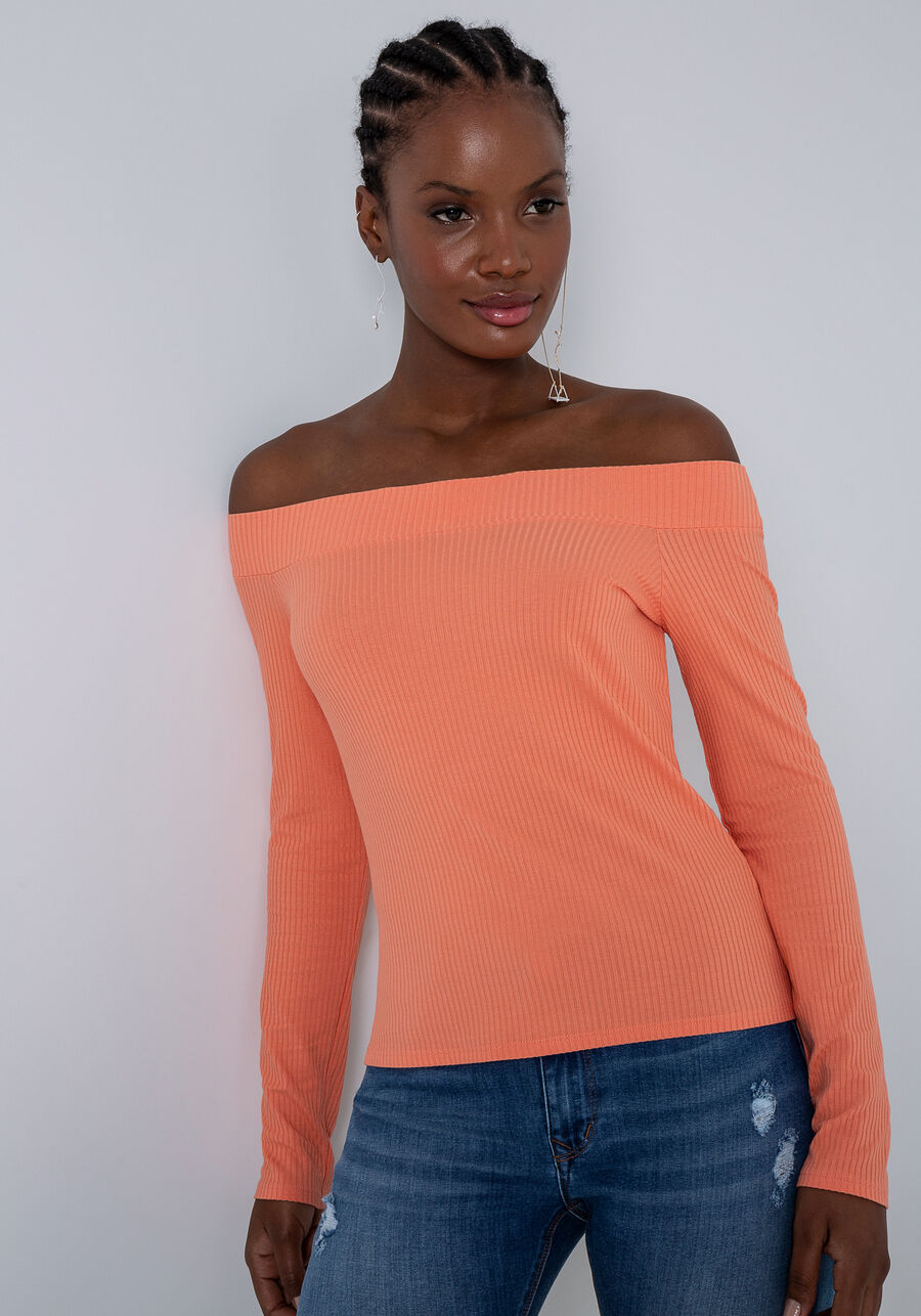 Blusa Manga Longa em Malha Ombro a Ombro, . Blusa Manga Longa em Malha Ombro a Ombro, , large.
