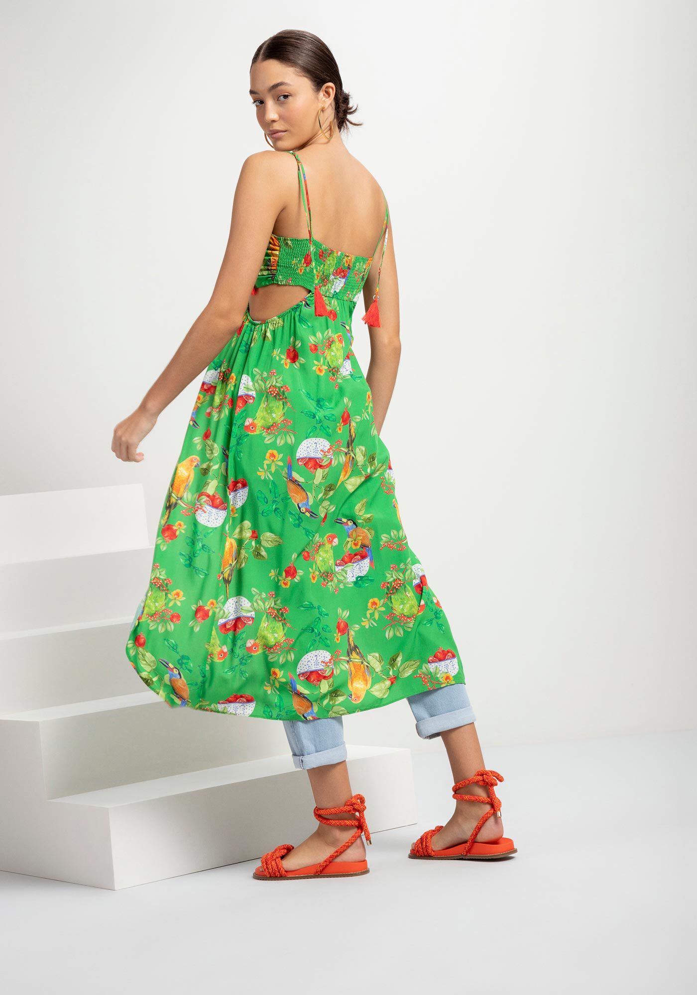 Blusa Alongada com Abertura Estampada, , large.