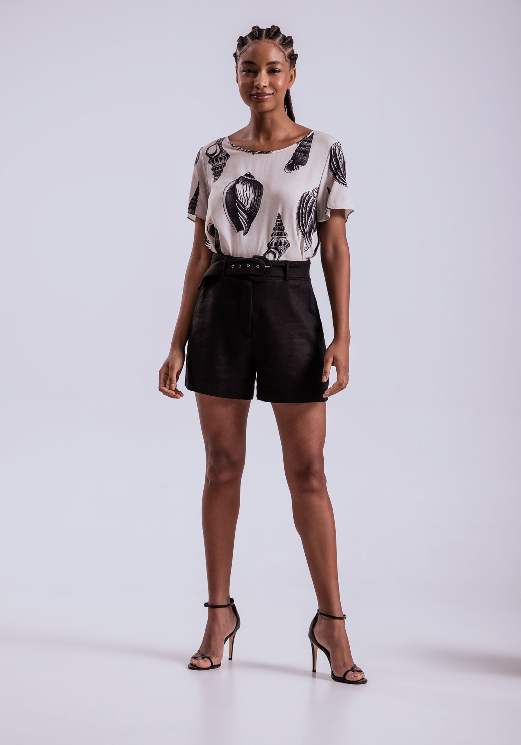 Blusa Manga Curta em Viscose Estampada, . Blusa Manga Curta em Viscose Estampada, , large.