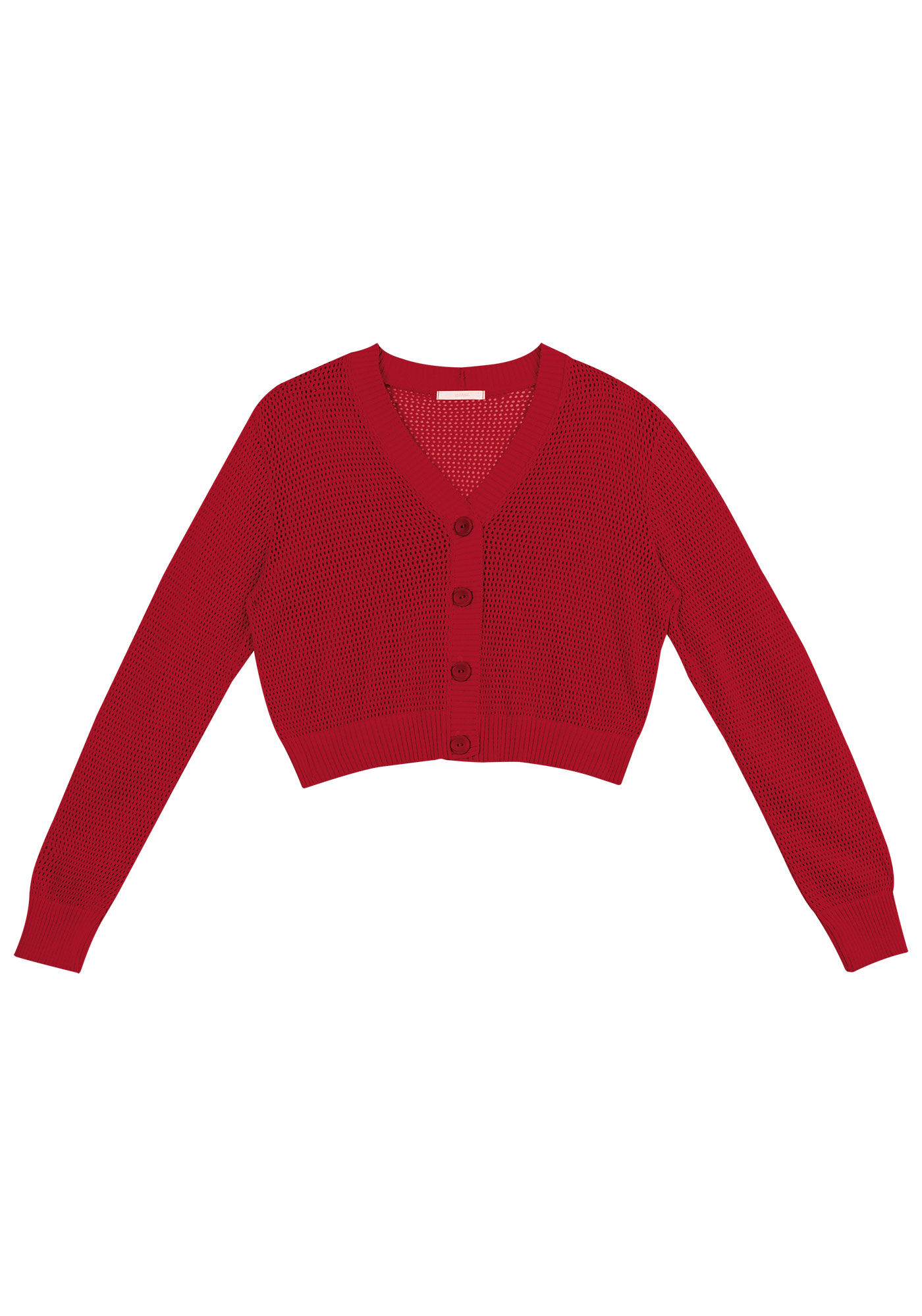 Cardigan Cropped em Tric&ocirc; com Bot&otilde;es, , large.