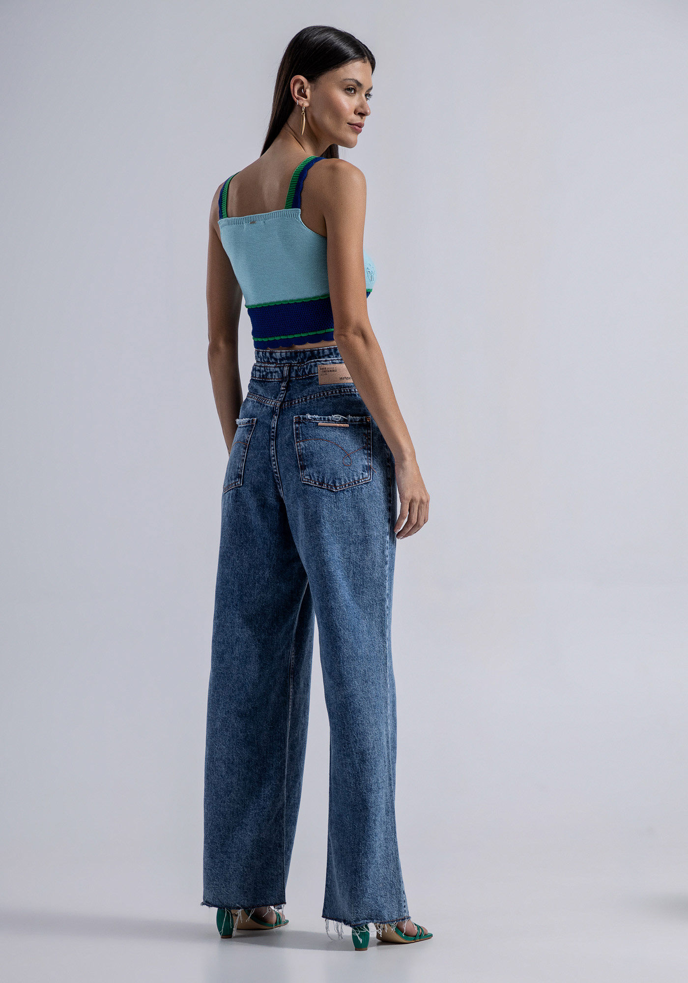 Blusa com Al&ccedil;as em Tric&ocirc; Cropped, , large.