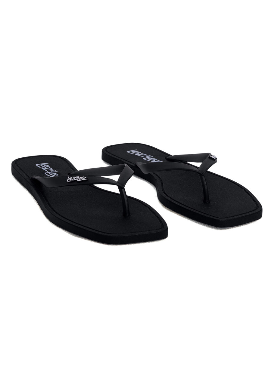Chinelo Lez a Lez com Bico Quadrado, PRETO REATIVO. Chinelo Lez a Lez com Bico Quadrado, PRETO REATIVO, large.