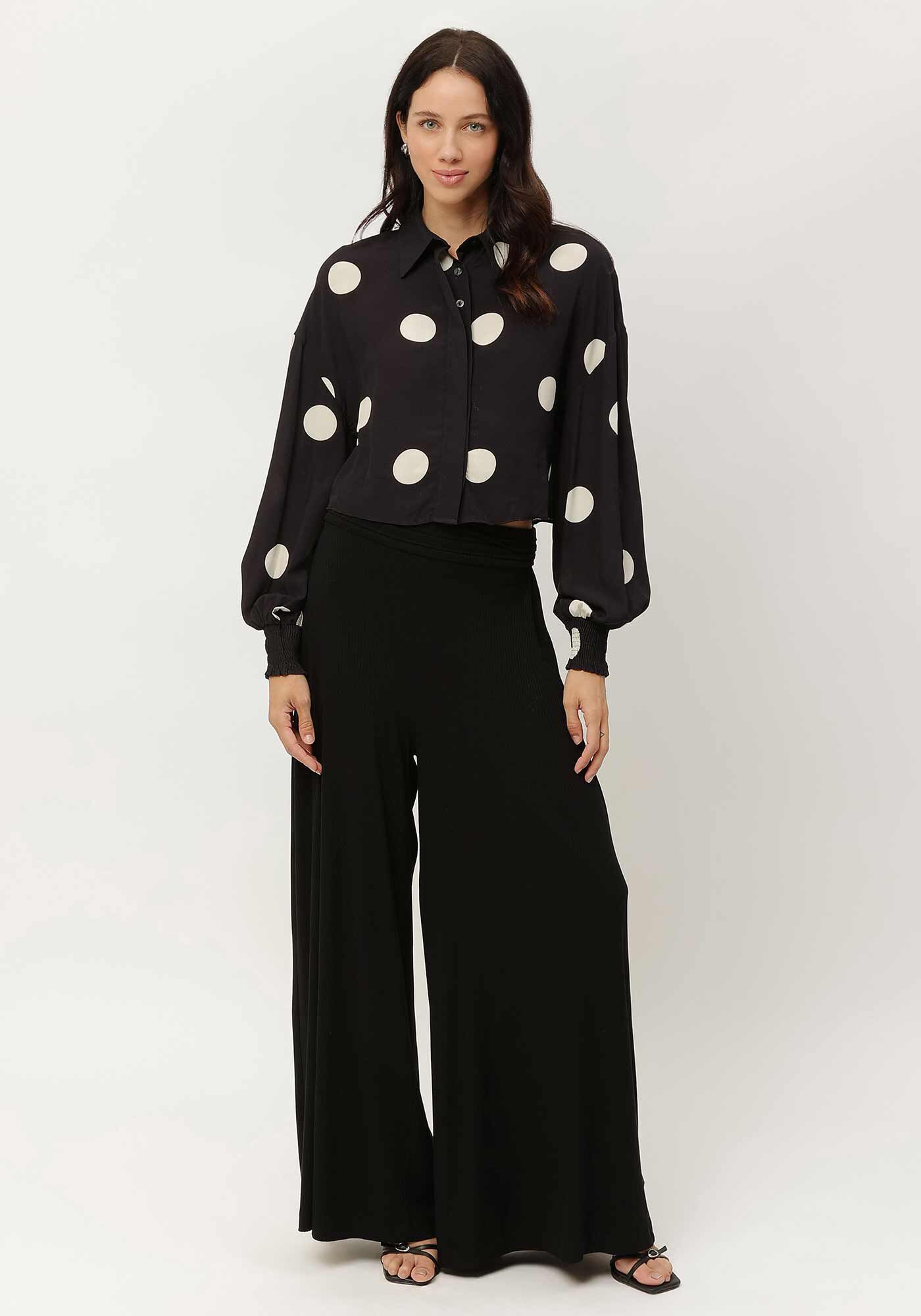 Camisa Cropped Manga Longa Estampada, , large.