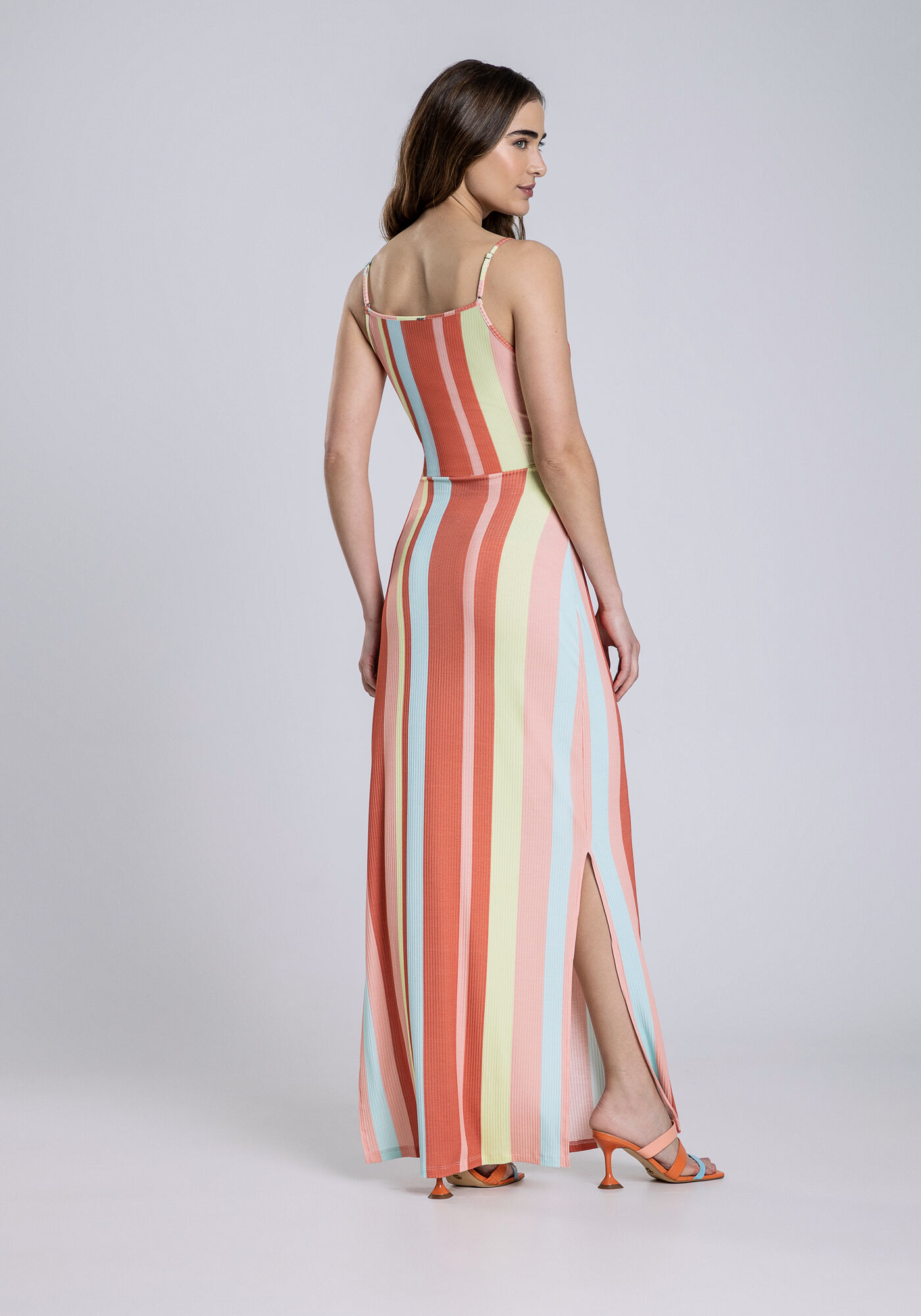 Vestido Longo Canelado com Faixa, LADEIRA, large.