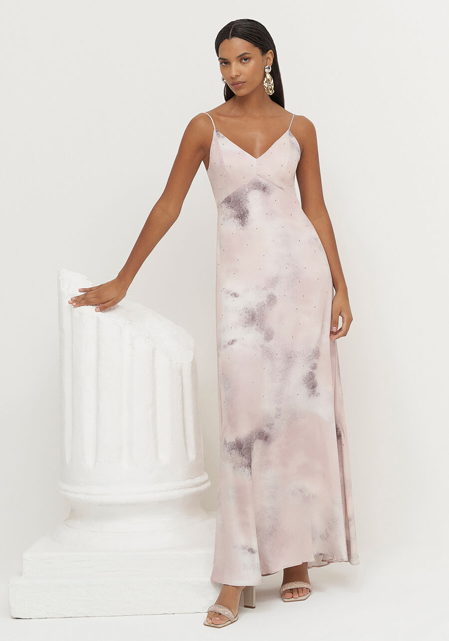 Vestido Longo Estampado com Strass, INK. Vestido Longo Estampado com Strass, INK, large.
