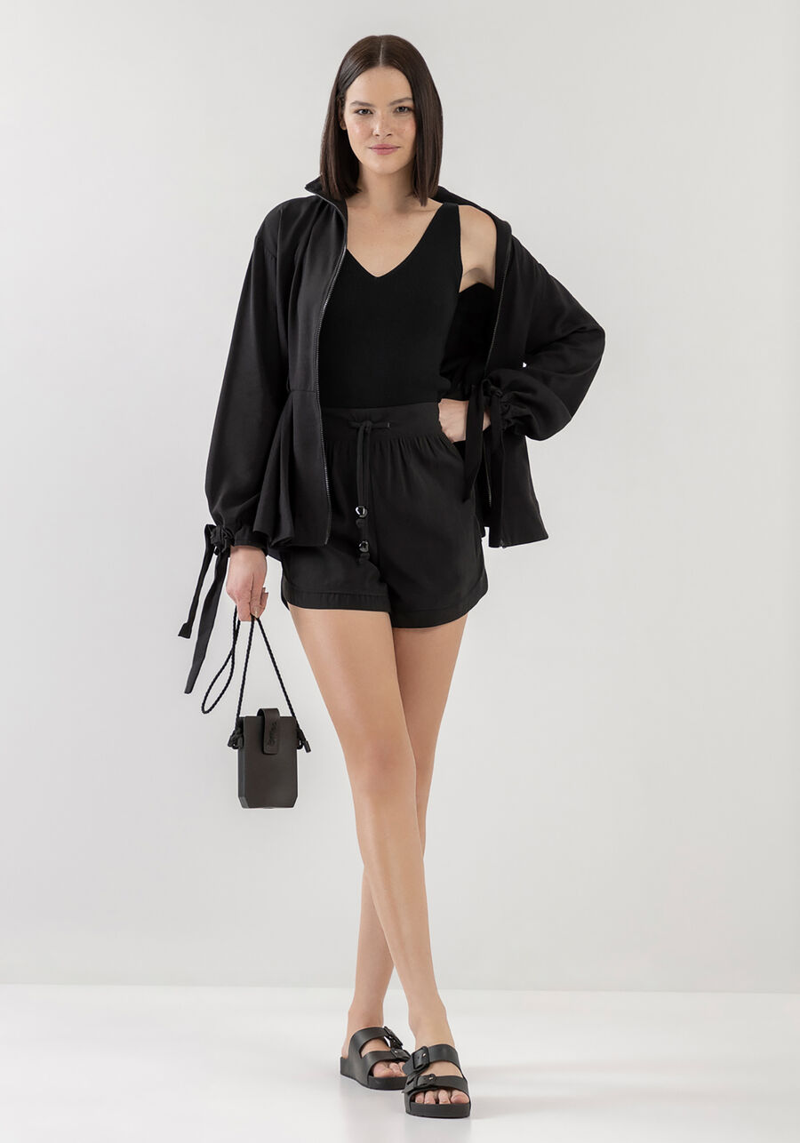 Regata em Tricô com Decote V, PRETO REATIVO. Regata em Tricô com Decote V, PRETO REATIVO, large.