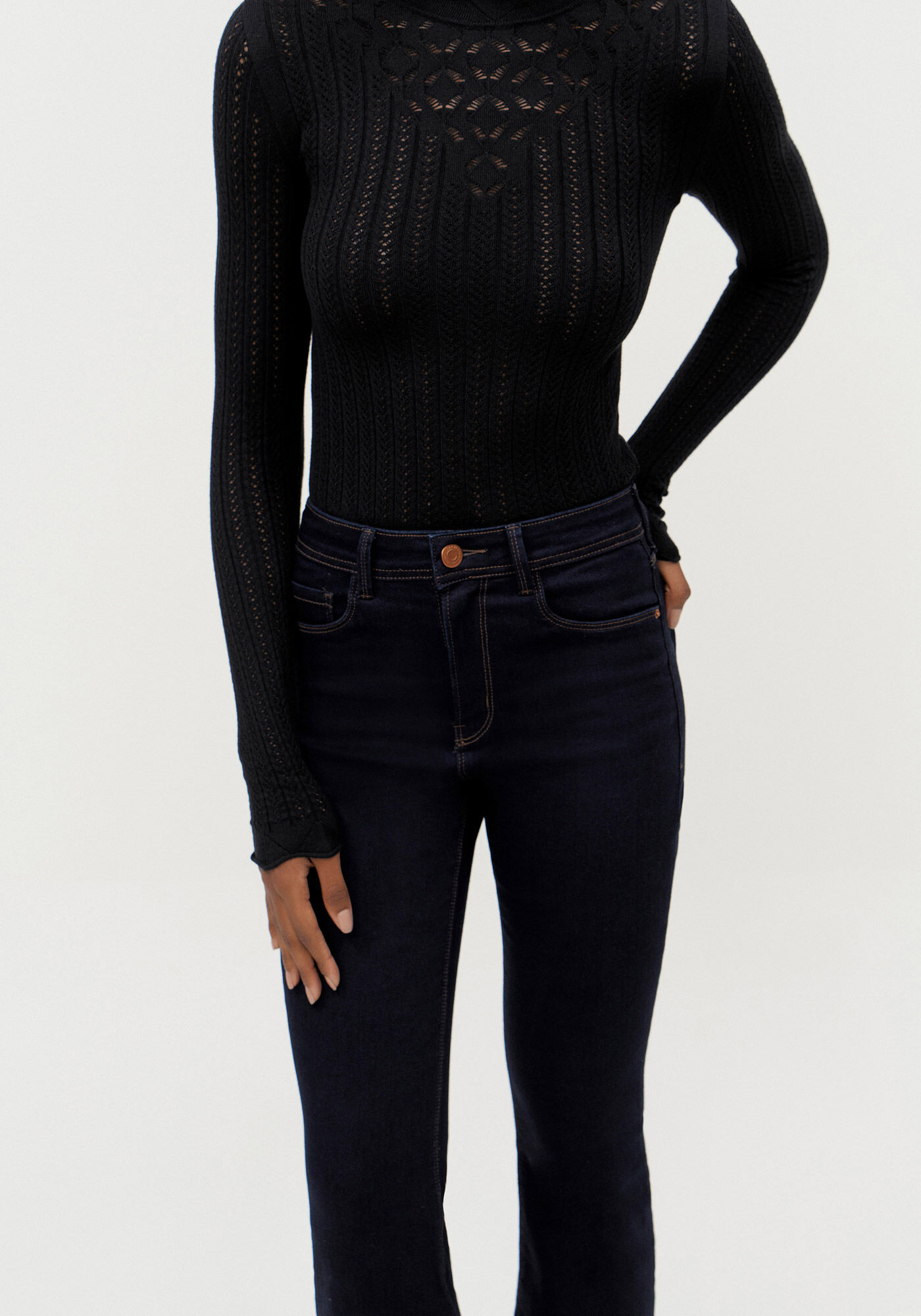 Cal&ccedil;a Jeans Flare Cintura Alta, JEANS, large.