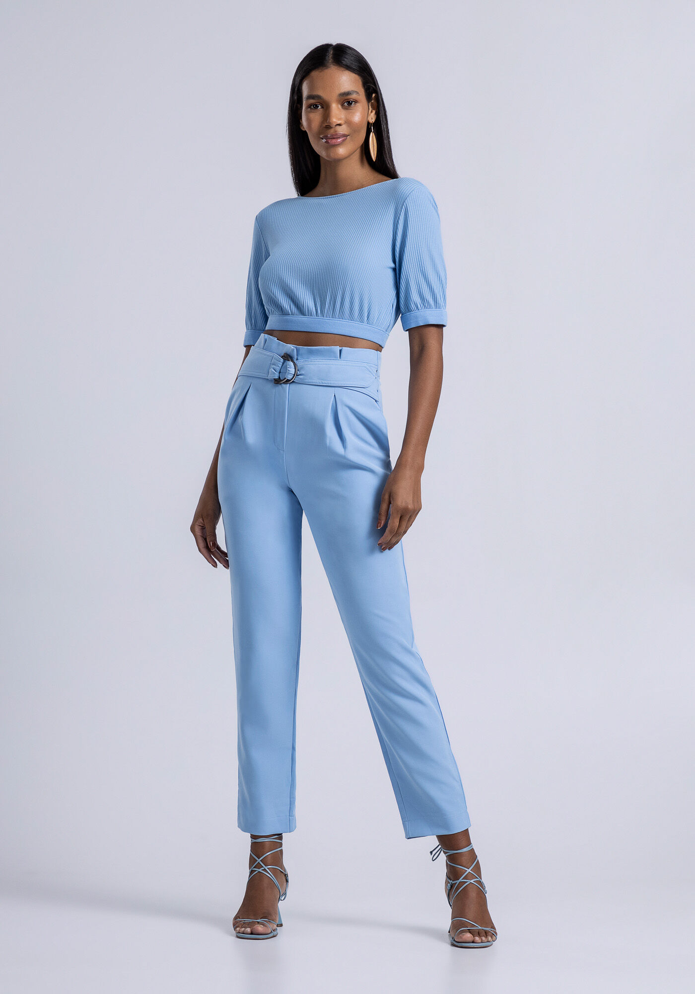 Blusa Cropped Canelada com Recorte Costas, , large.