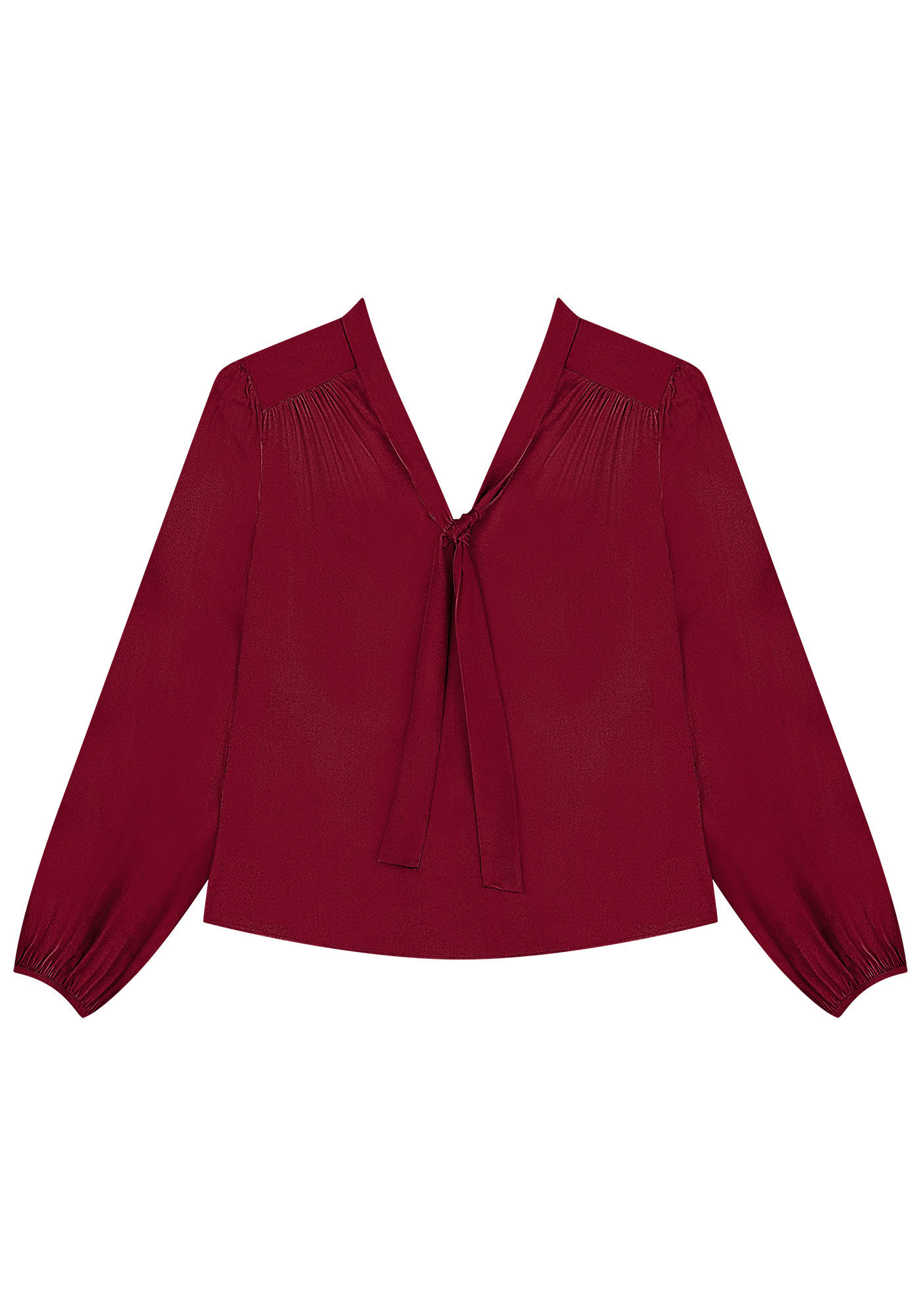 Blusa Manga Longa Ampla com Faixas Decote, , large.