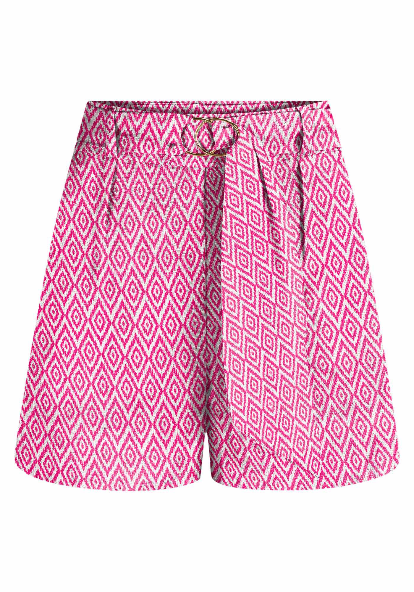 Shorts Estampado Alfaiataria em Linho com Cinto, MINI TRAMA, large.