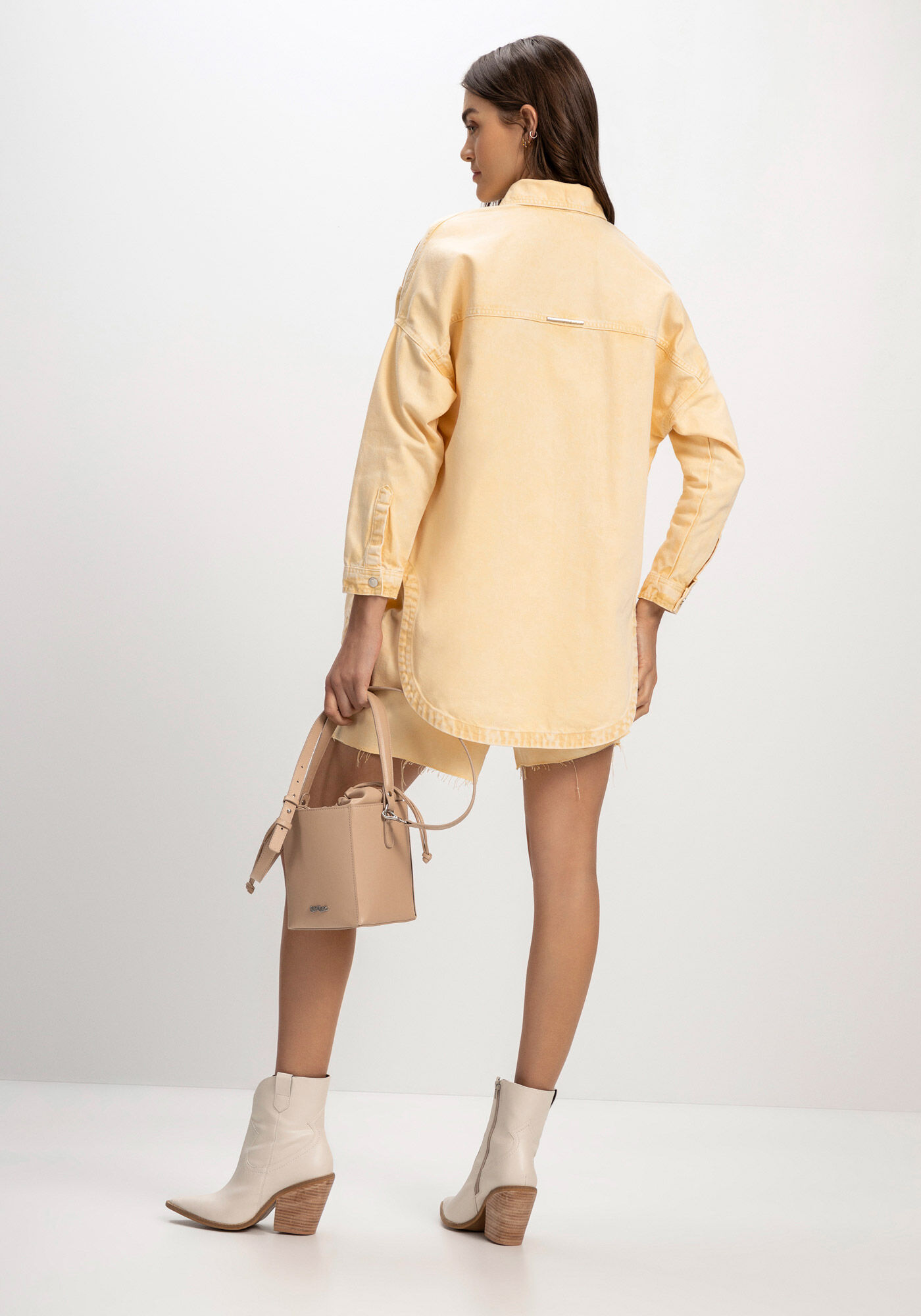 Camisa Sarja Color com Bolso, AMARELO ANTIQUE MOSS, large.